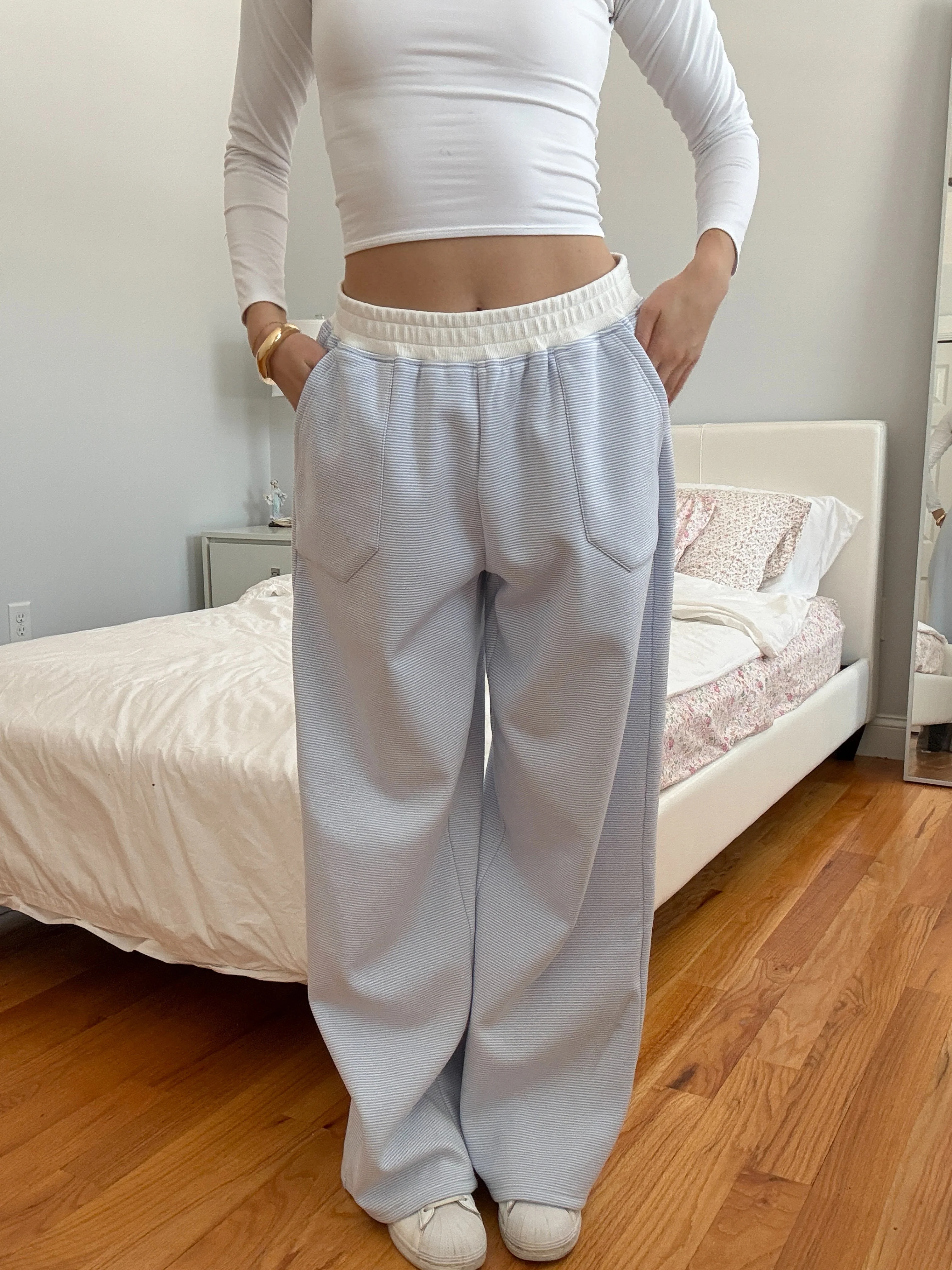 Blue and White Mini Striped Sweatpants - Image 27