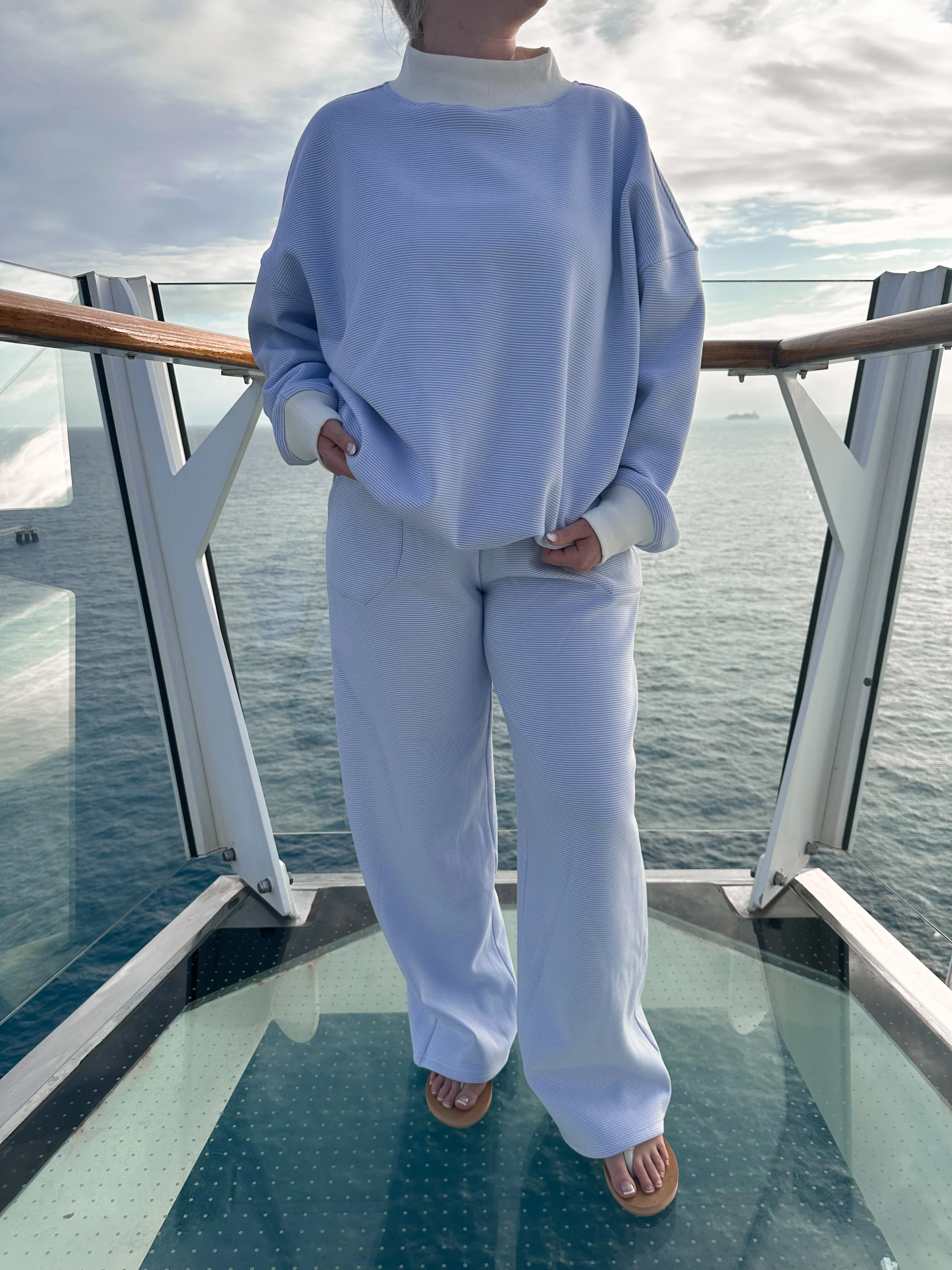 Blue and White Mini Striped Sweatpants - Image 29