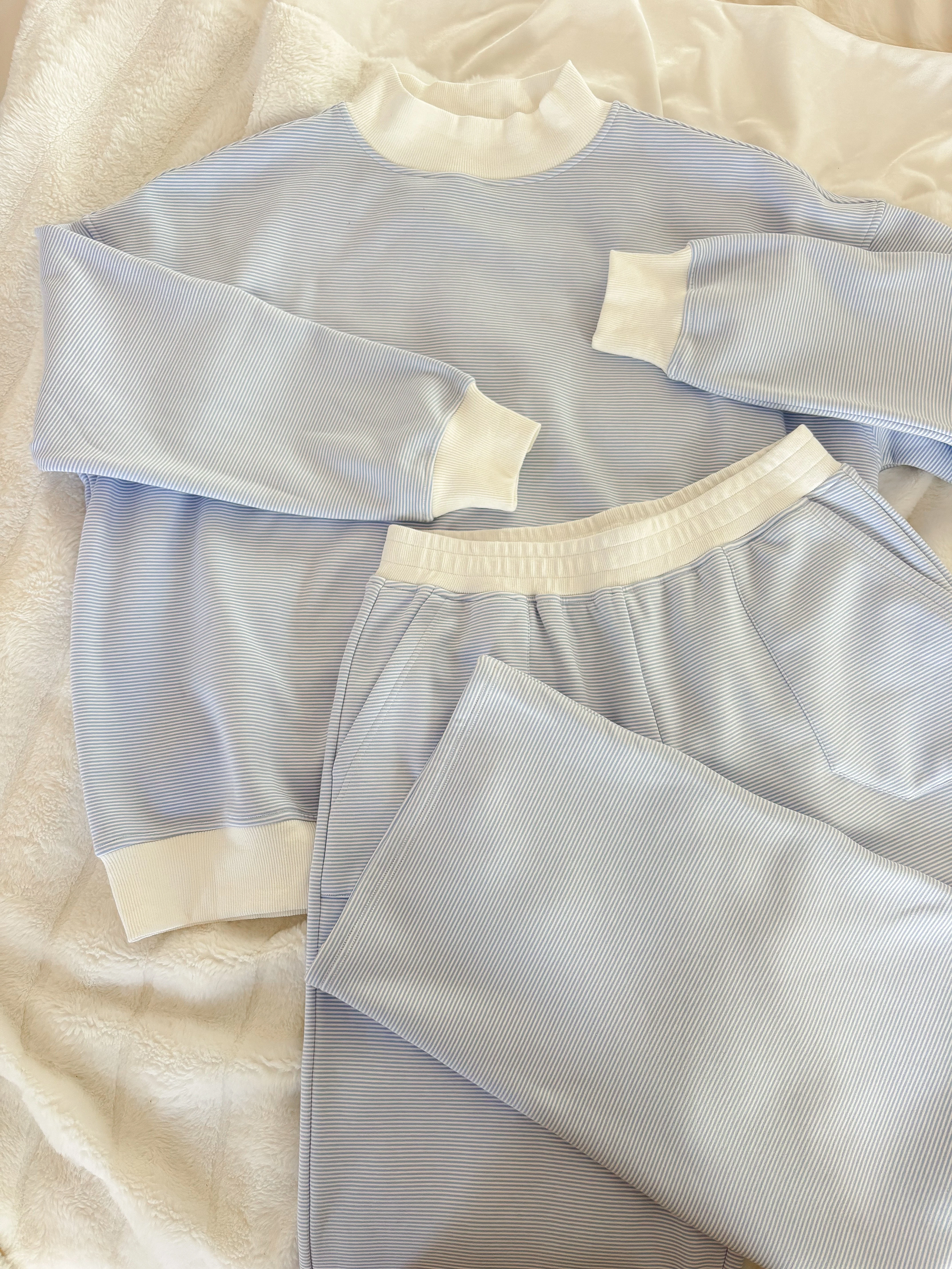 Blue and White Mini Striped Sweatpants - Image 3