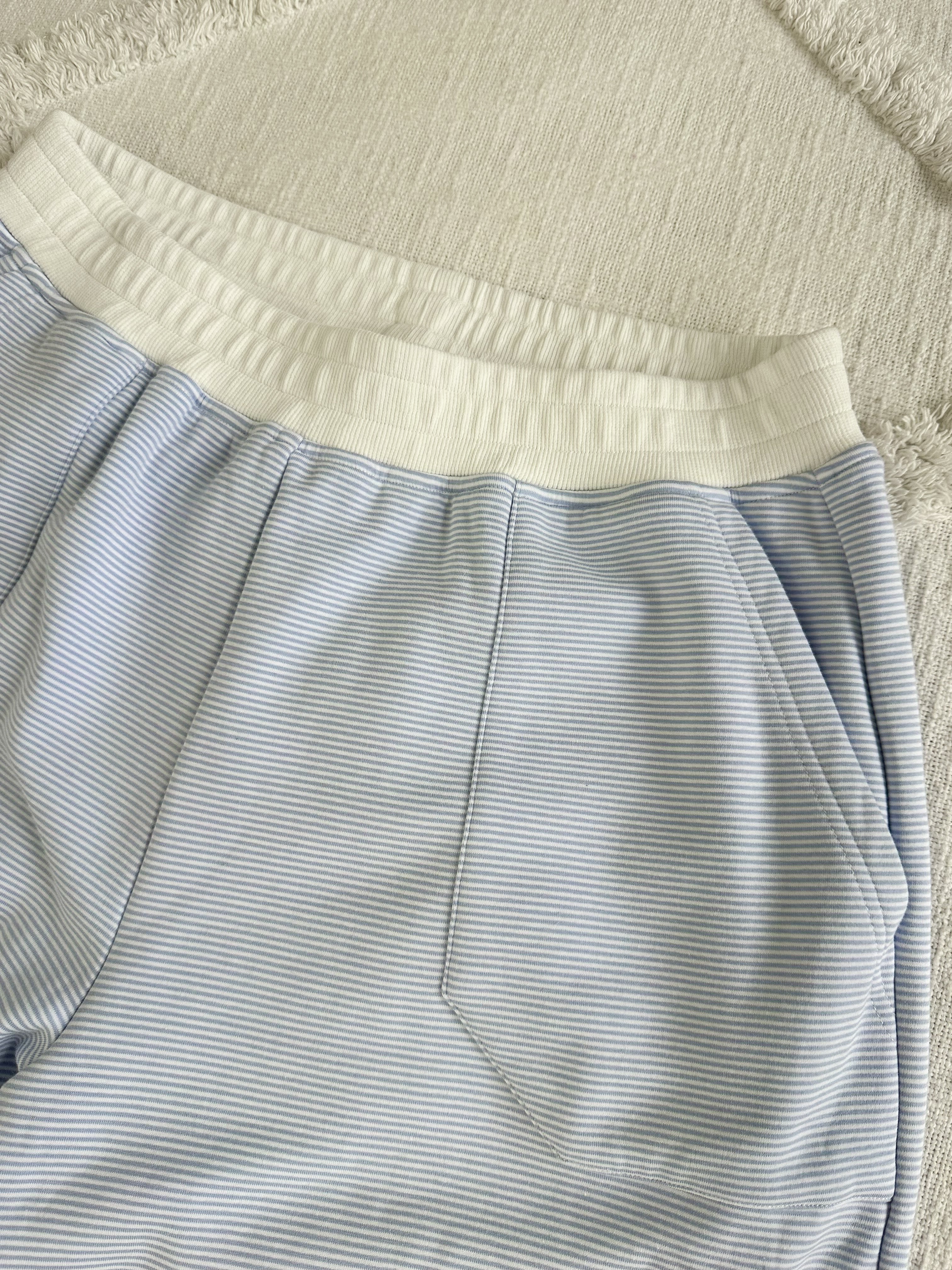 Blue and White Mini Striped Sweatpants - Image 6