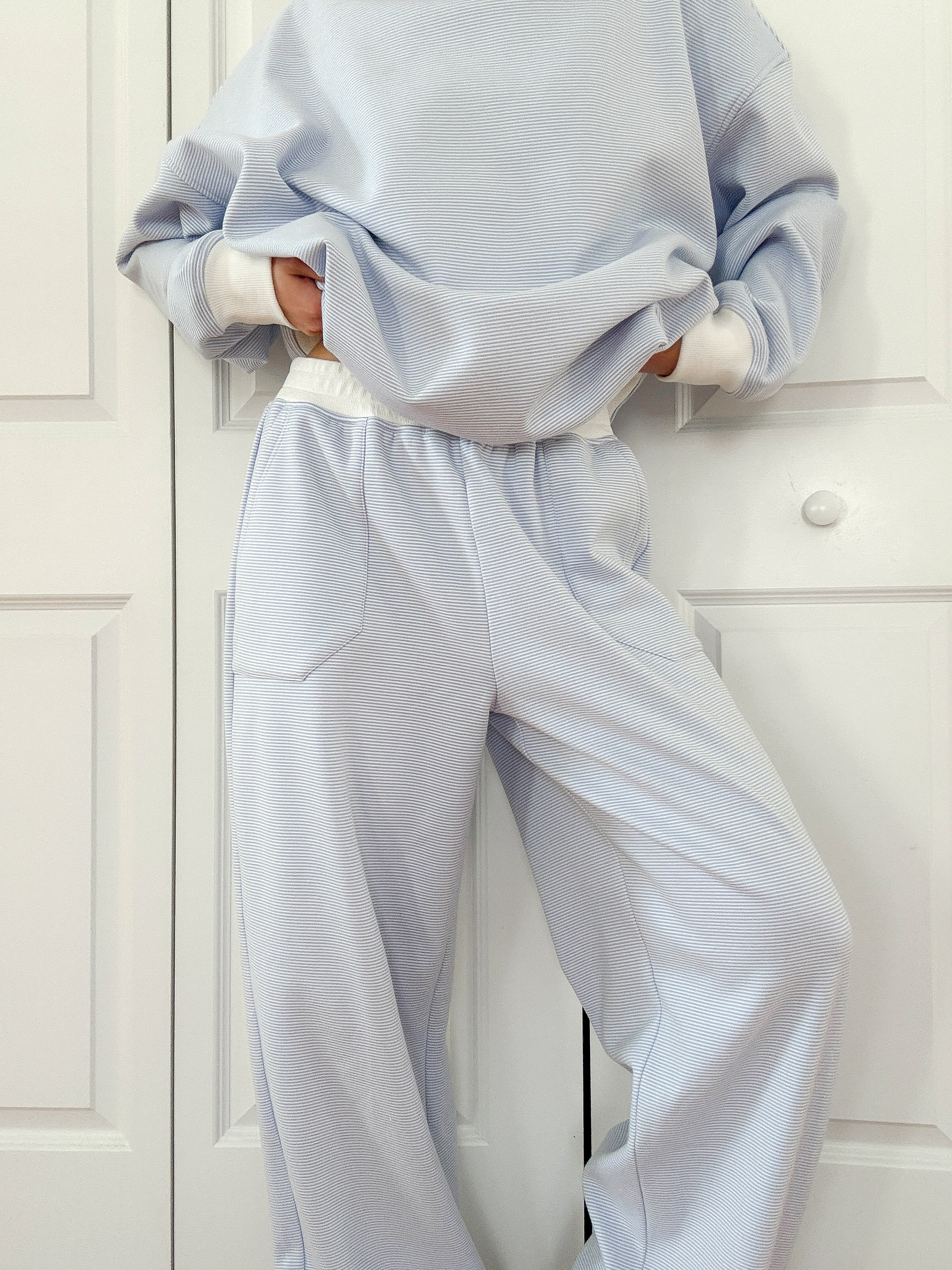 Blue and White Mini Striped Sweatpants - Image 8