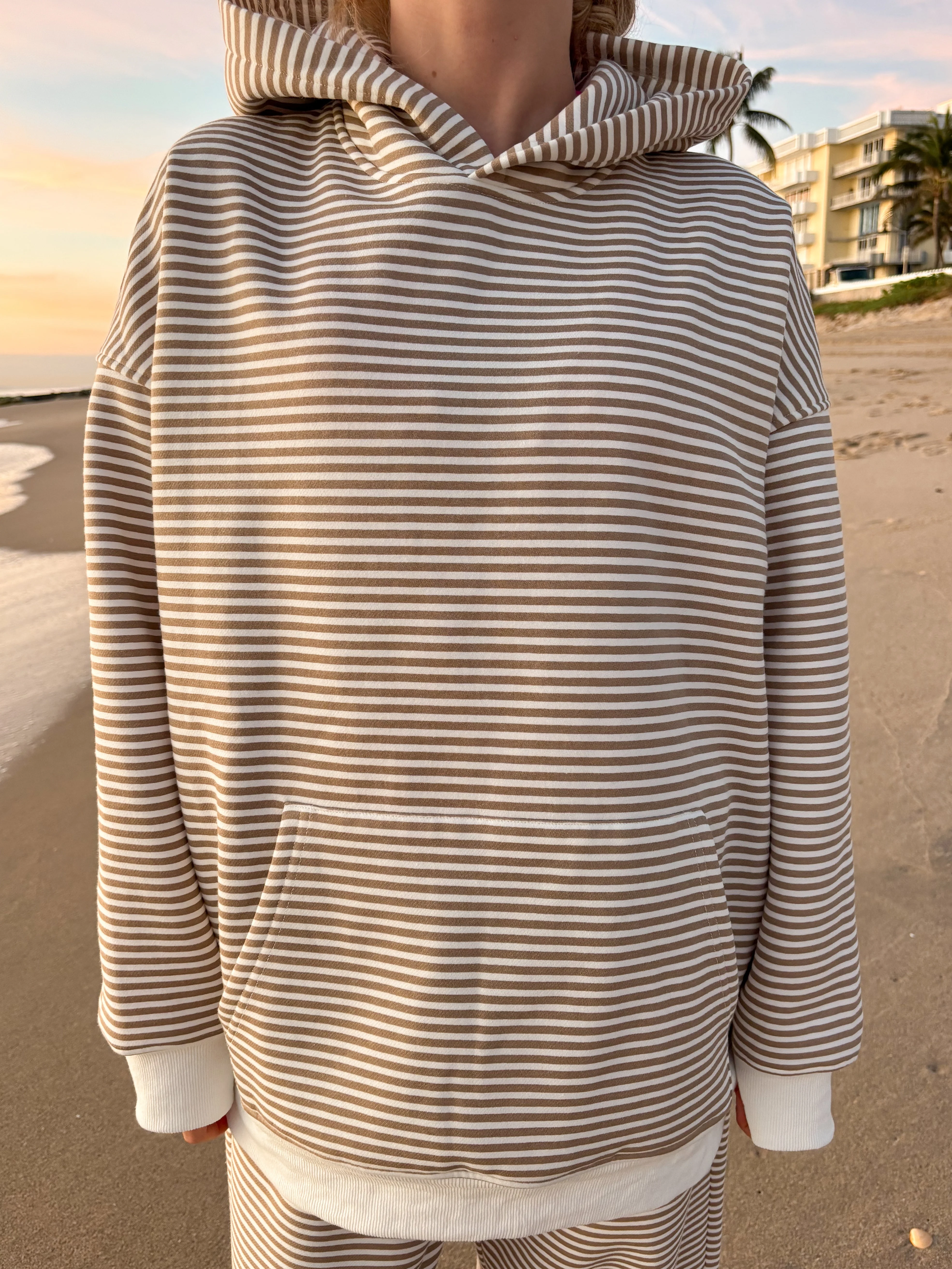 Brown and White Big Striped Hoodie - Image 3