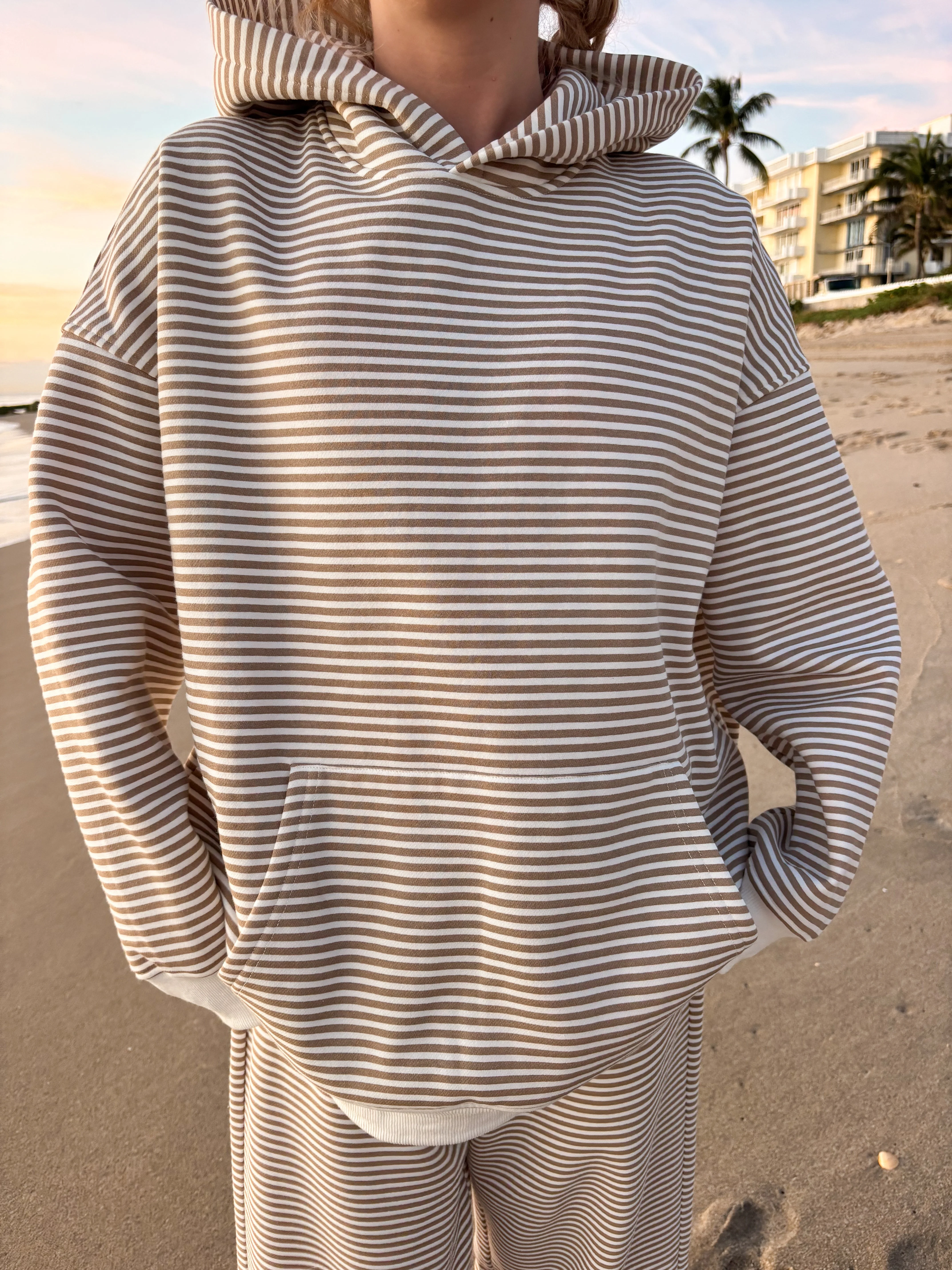 Brown and White Big Striped Hoodie - Image 5