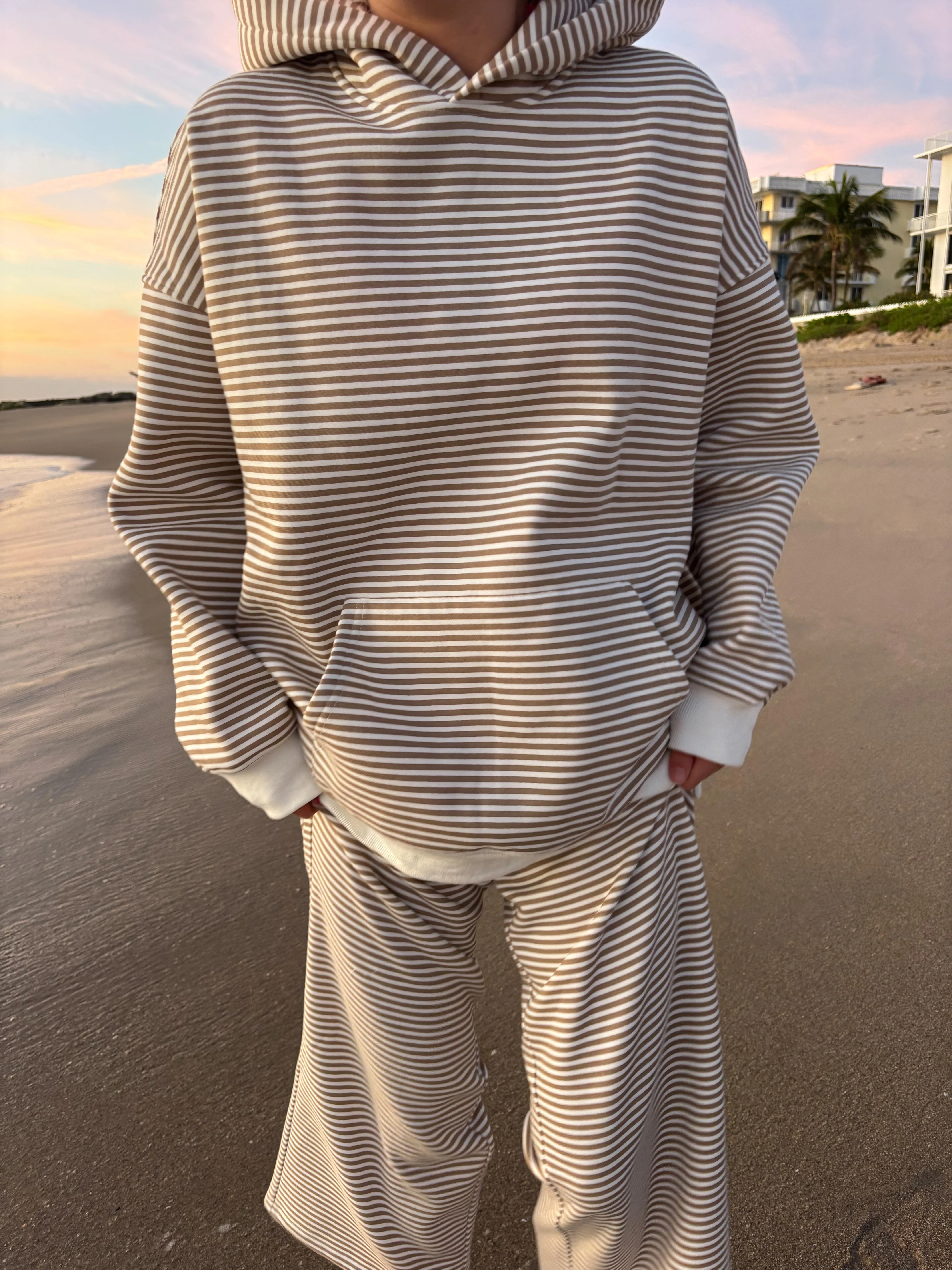 Brown and White Big Striped Hoodie - Image 7