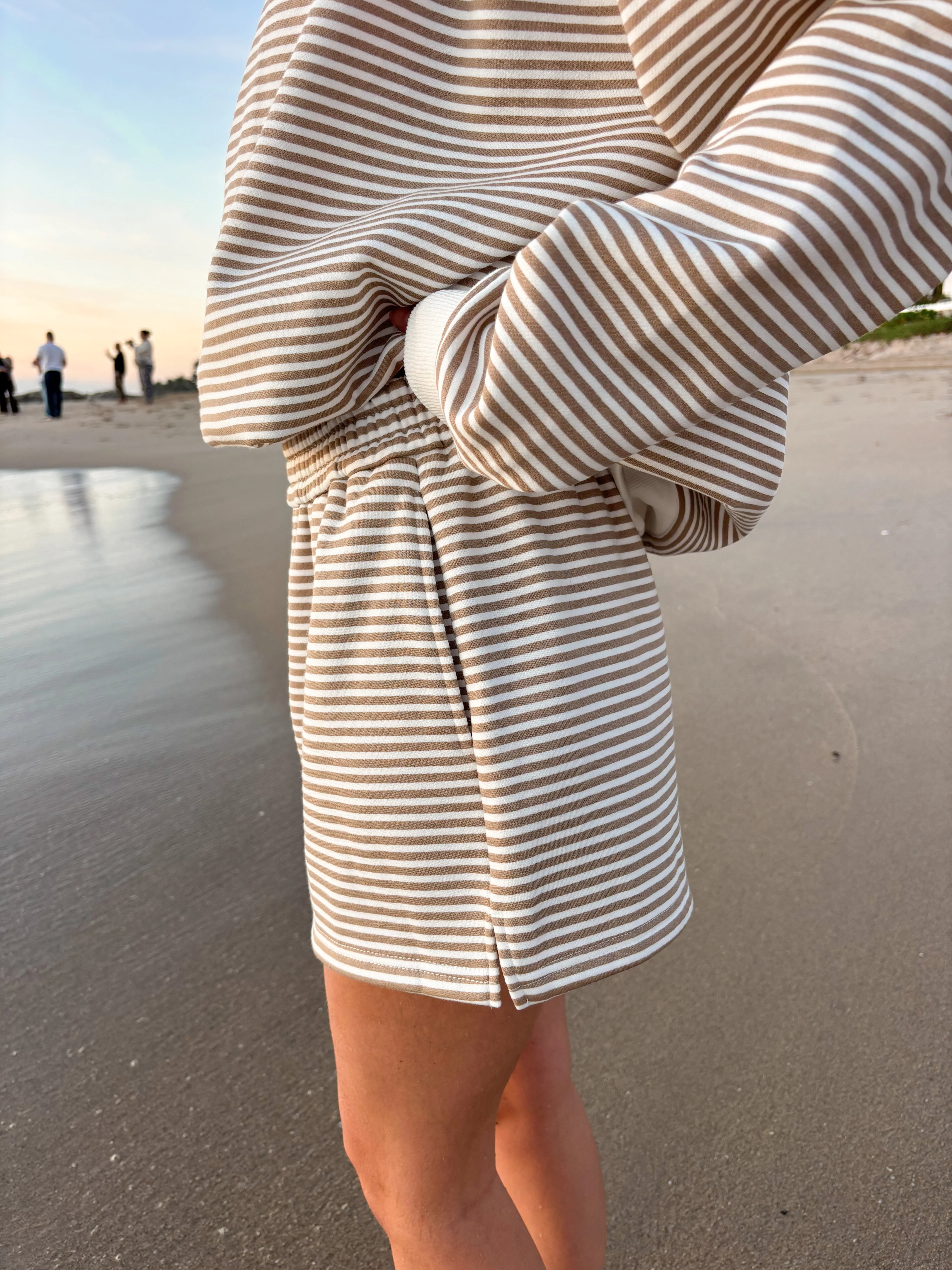 Brown and White Big Striped Shorts - Image 4