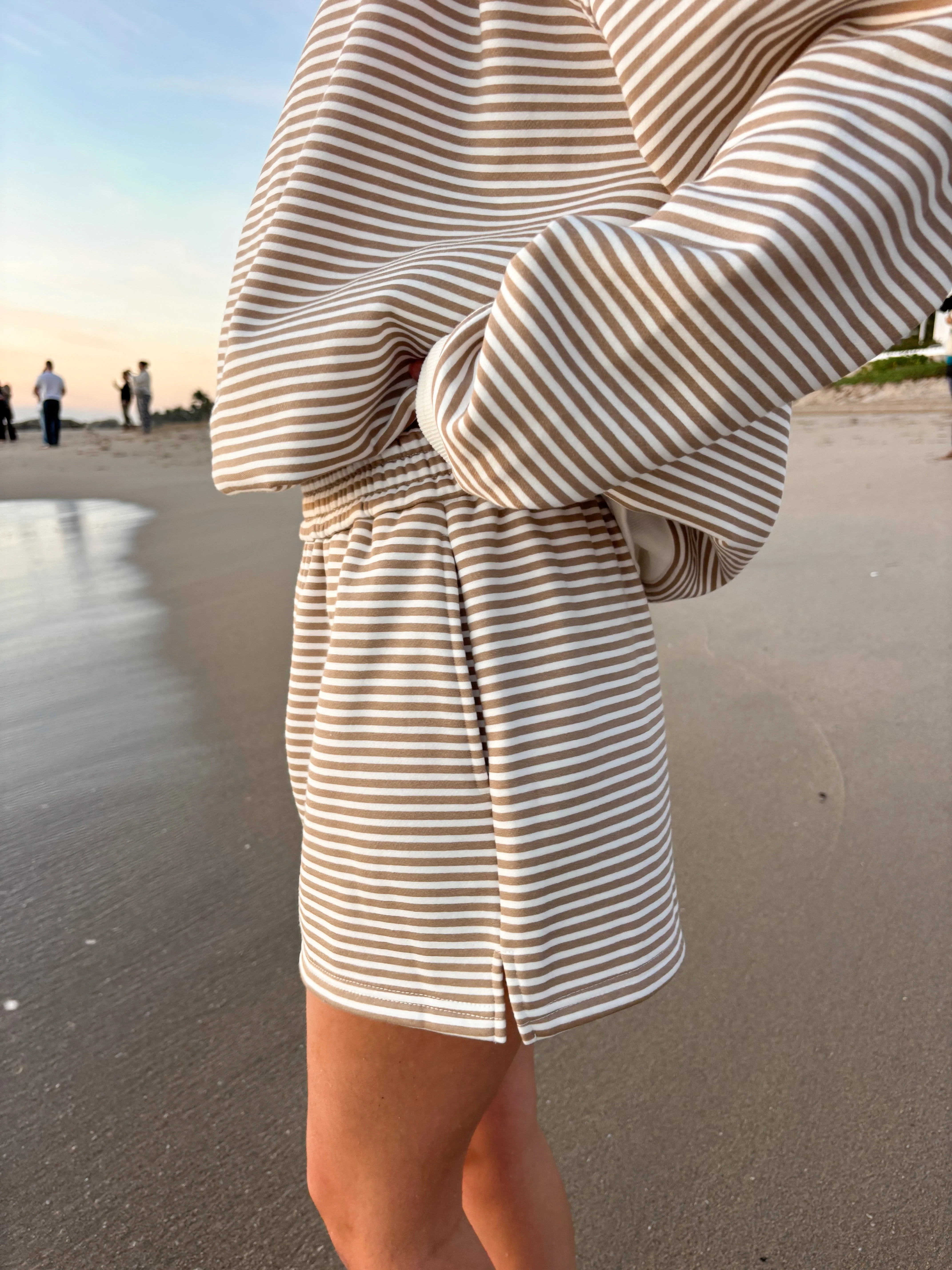 Brown and White Big Striped Shorts - Image 5