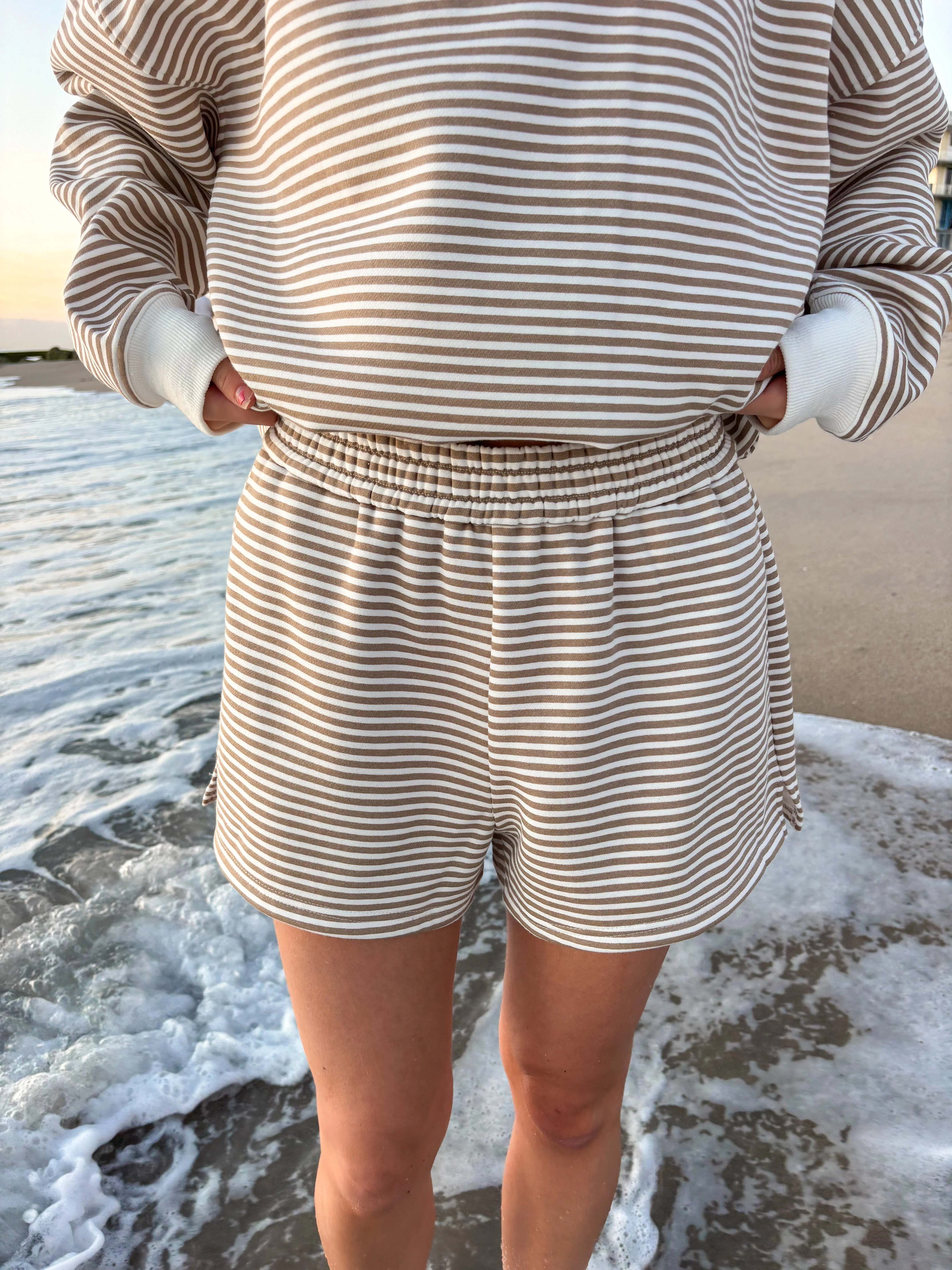 Brown and White Big Striped Shorts - Image 6