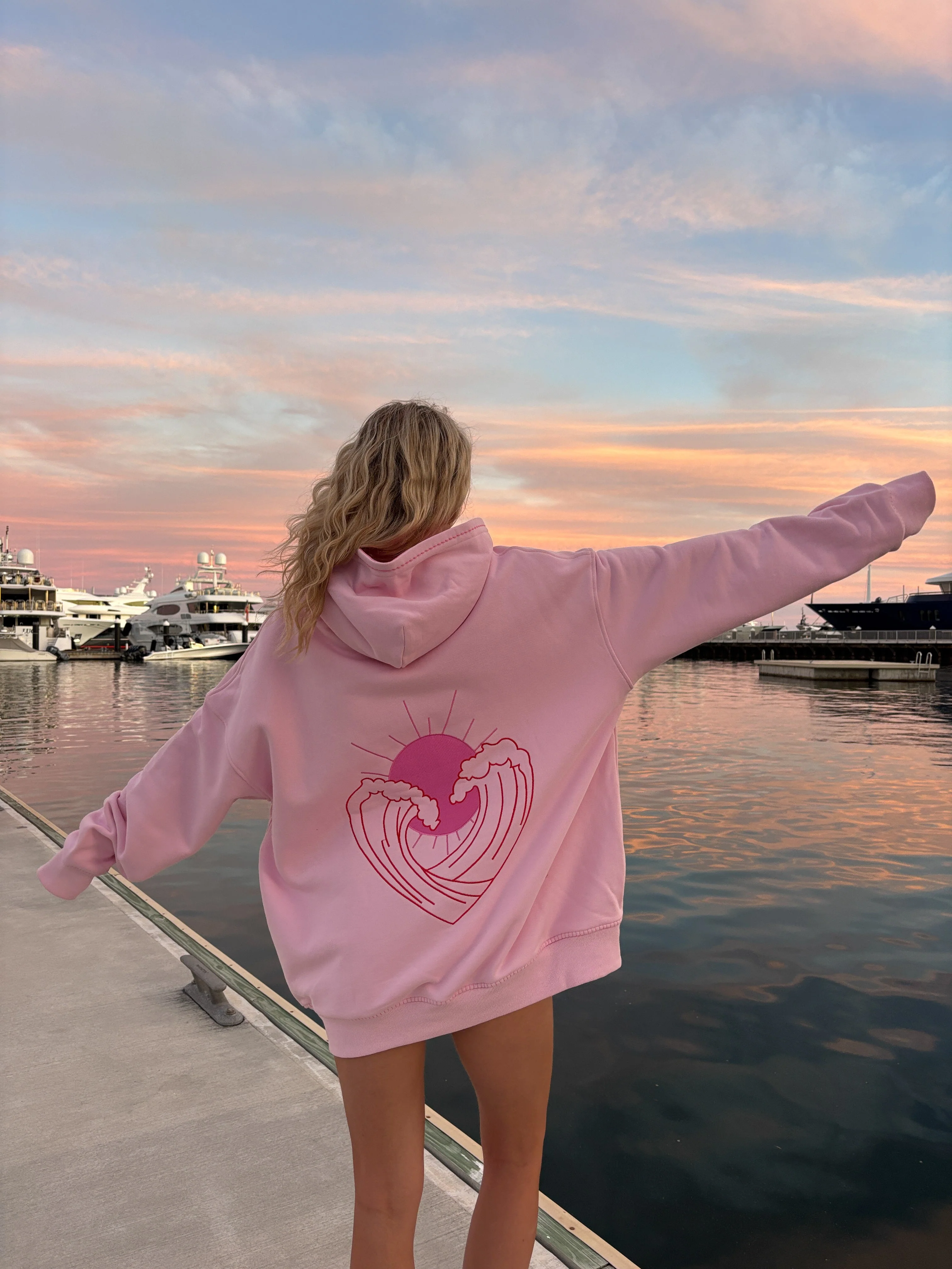 Bubblegum Pink Ocean Heart Stitched Hoodie - Image 10