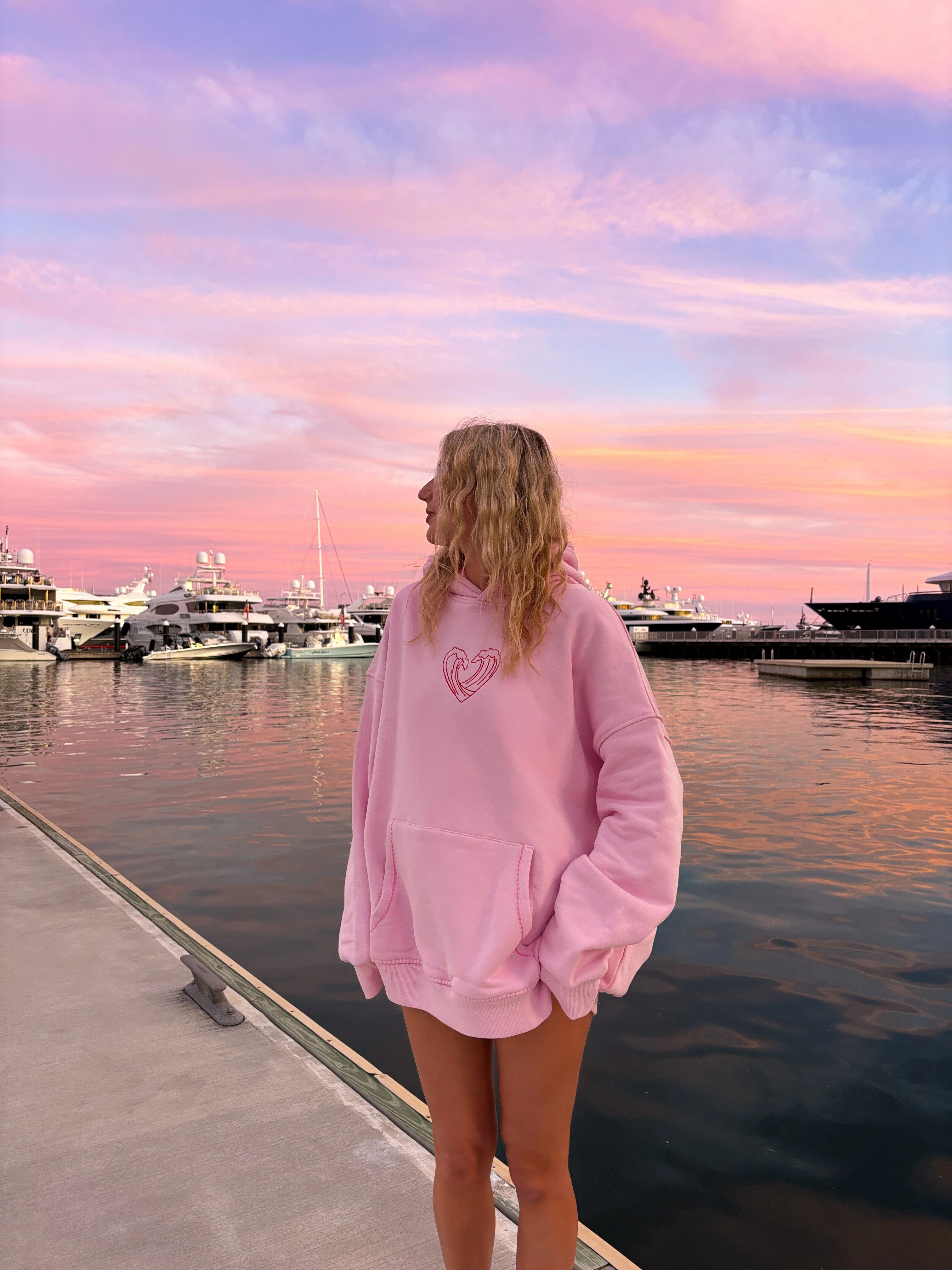 Bubblegum Pink Ocean Heart Stitched Hoodie - Image 11
