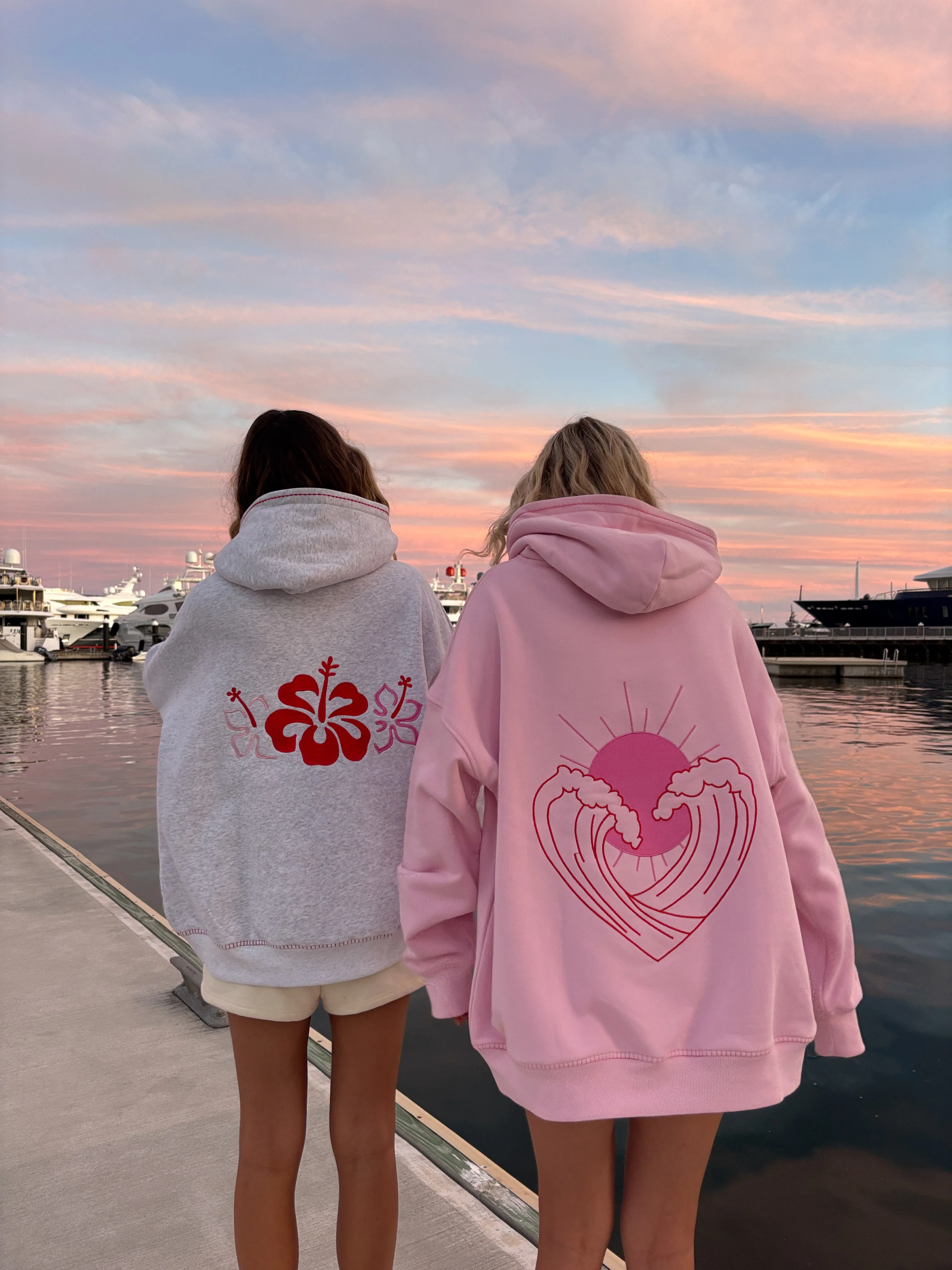 Bubblegum Pink Ocean Heart Stitched Hoodie - Image 13