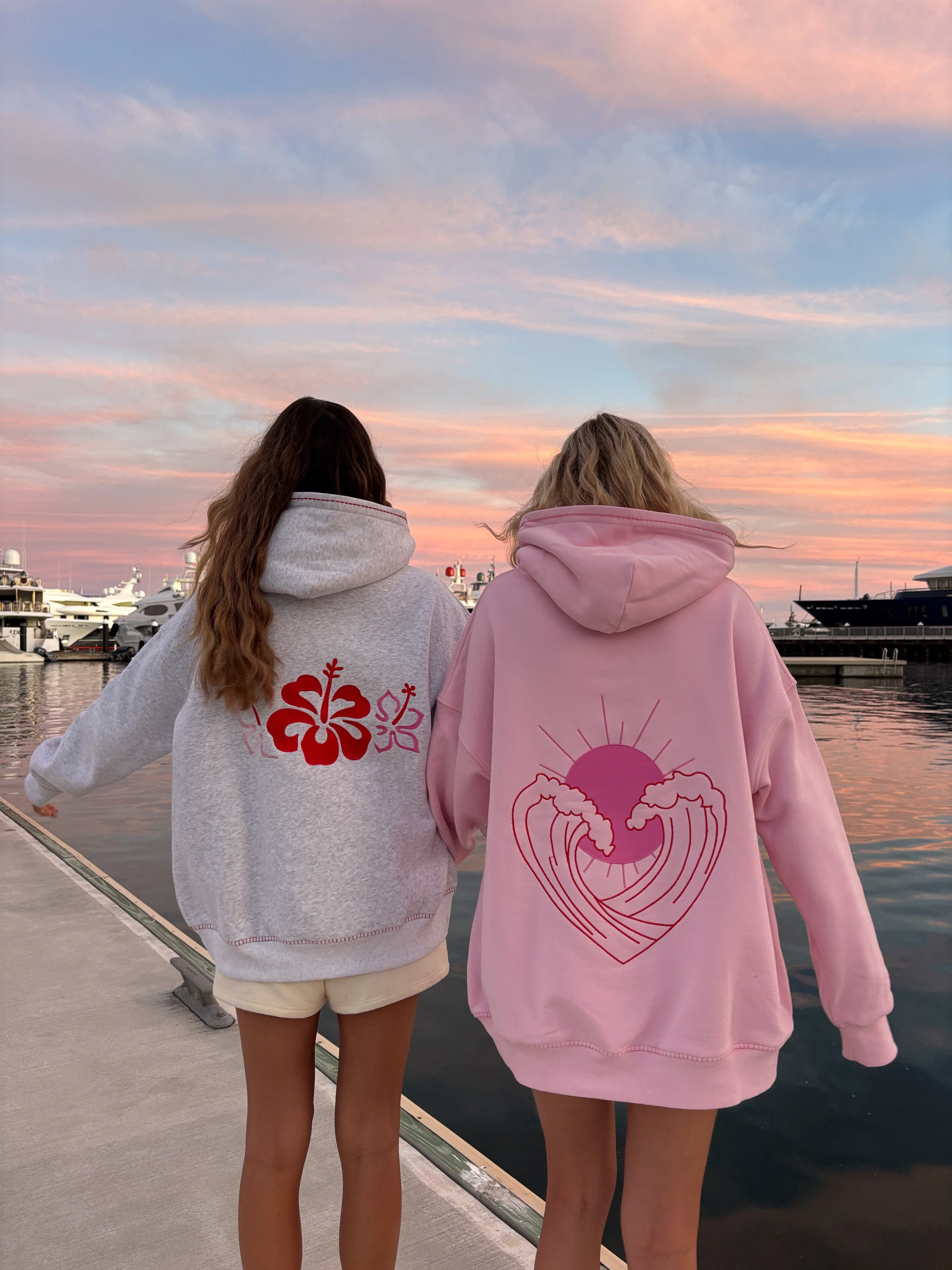 Bubblegum Pink Ocean Heart Stitched Hoodie - Image 14