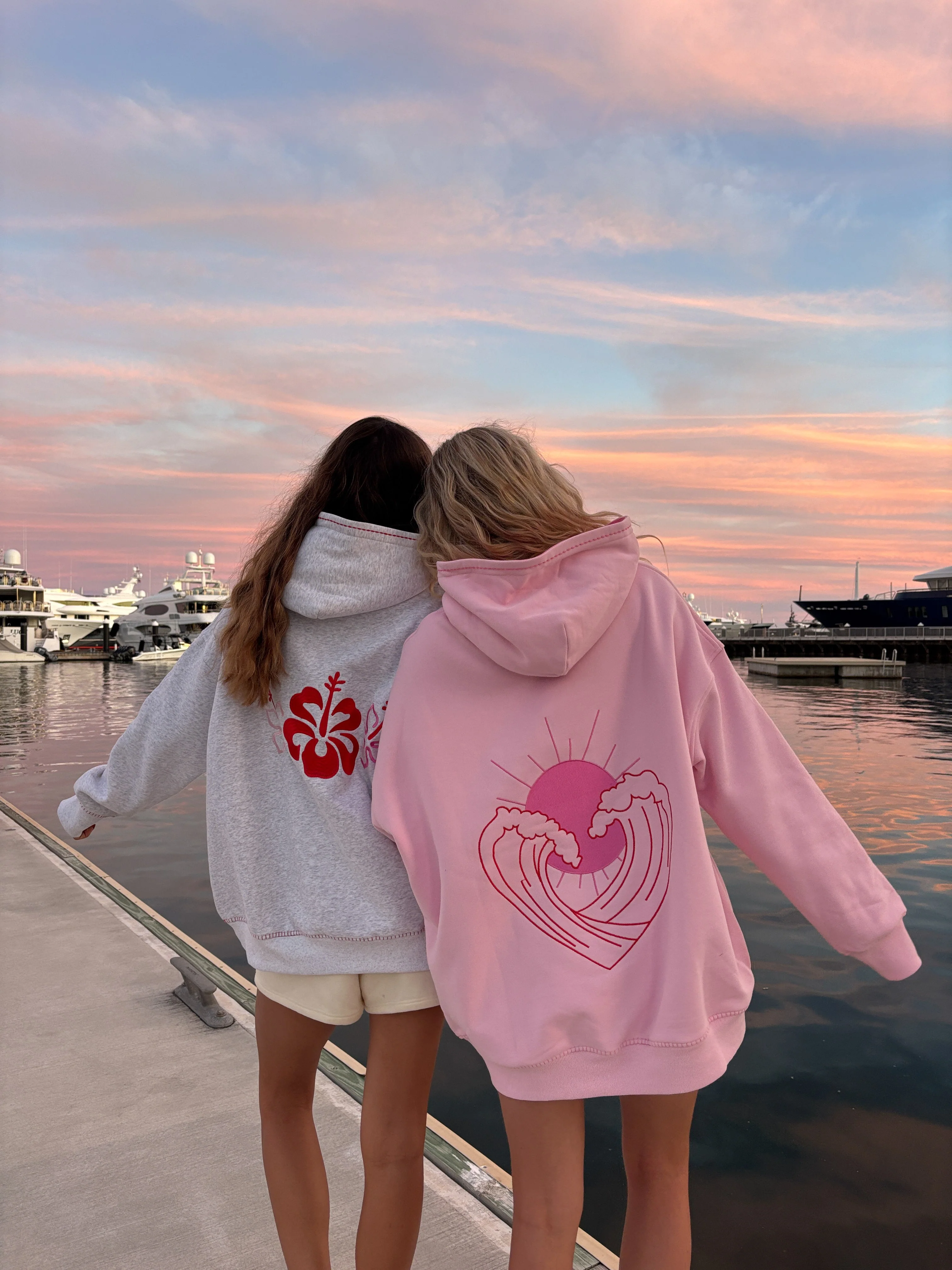 Bubblegum Pink Ocean Heart Stitched Hoodie - Image 15