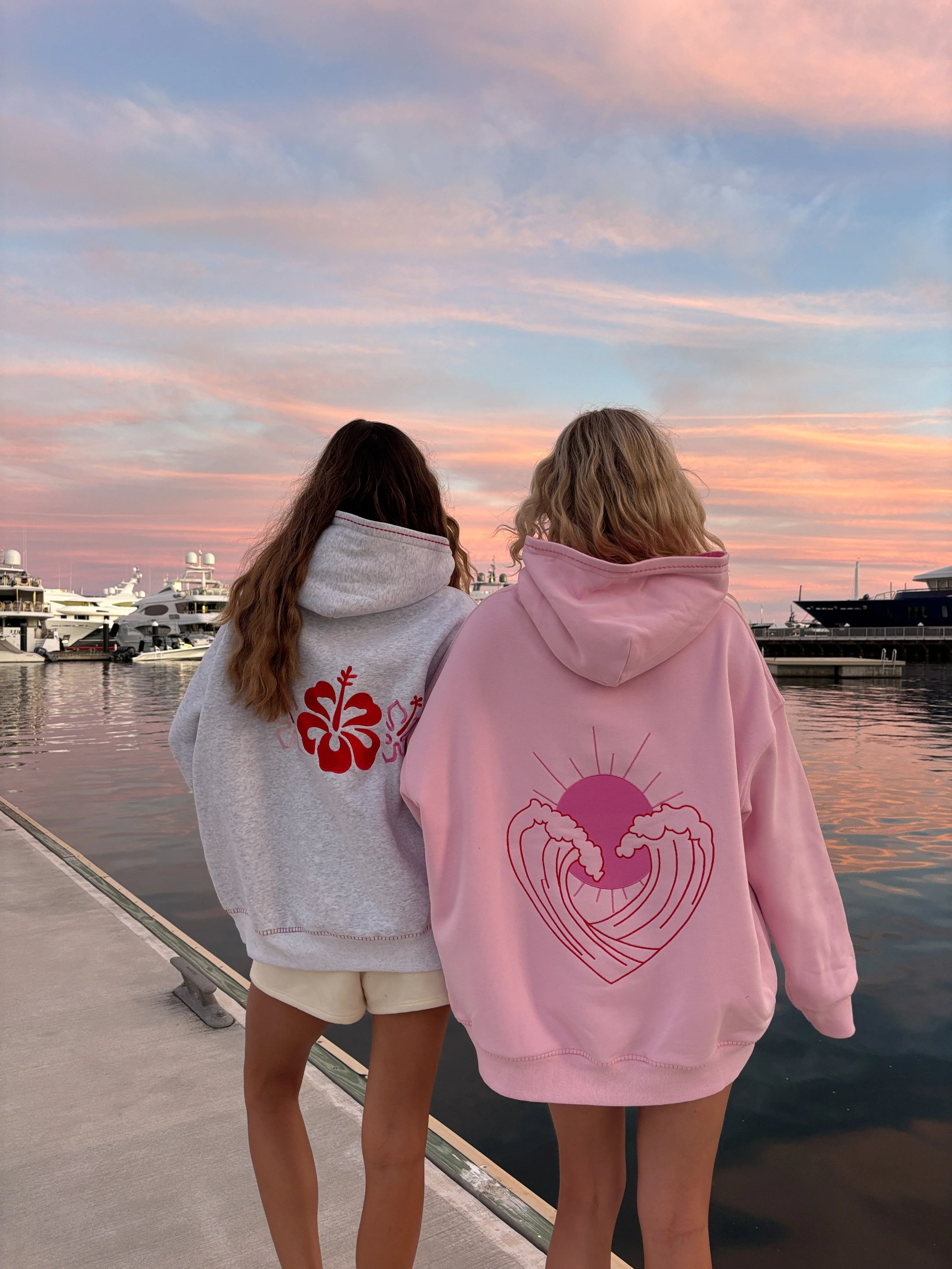 Bubblegum Pink Ocean Heart Stitched Hoodie - Image 16