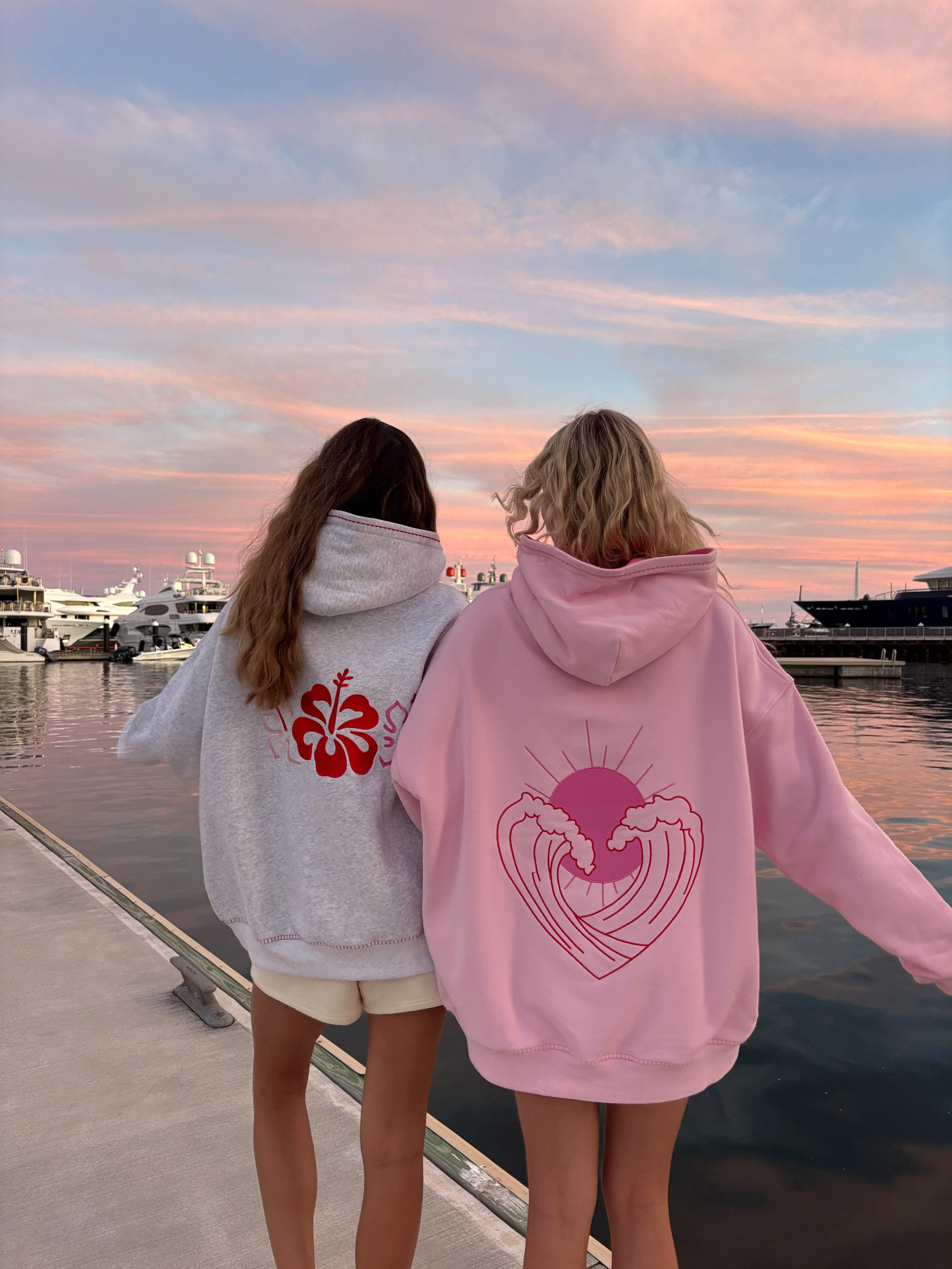Bubblegum Pink Ocean Heart Stitched Hoodie - Image 17
