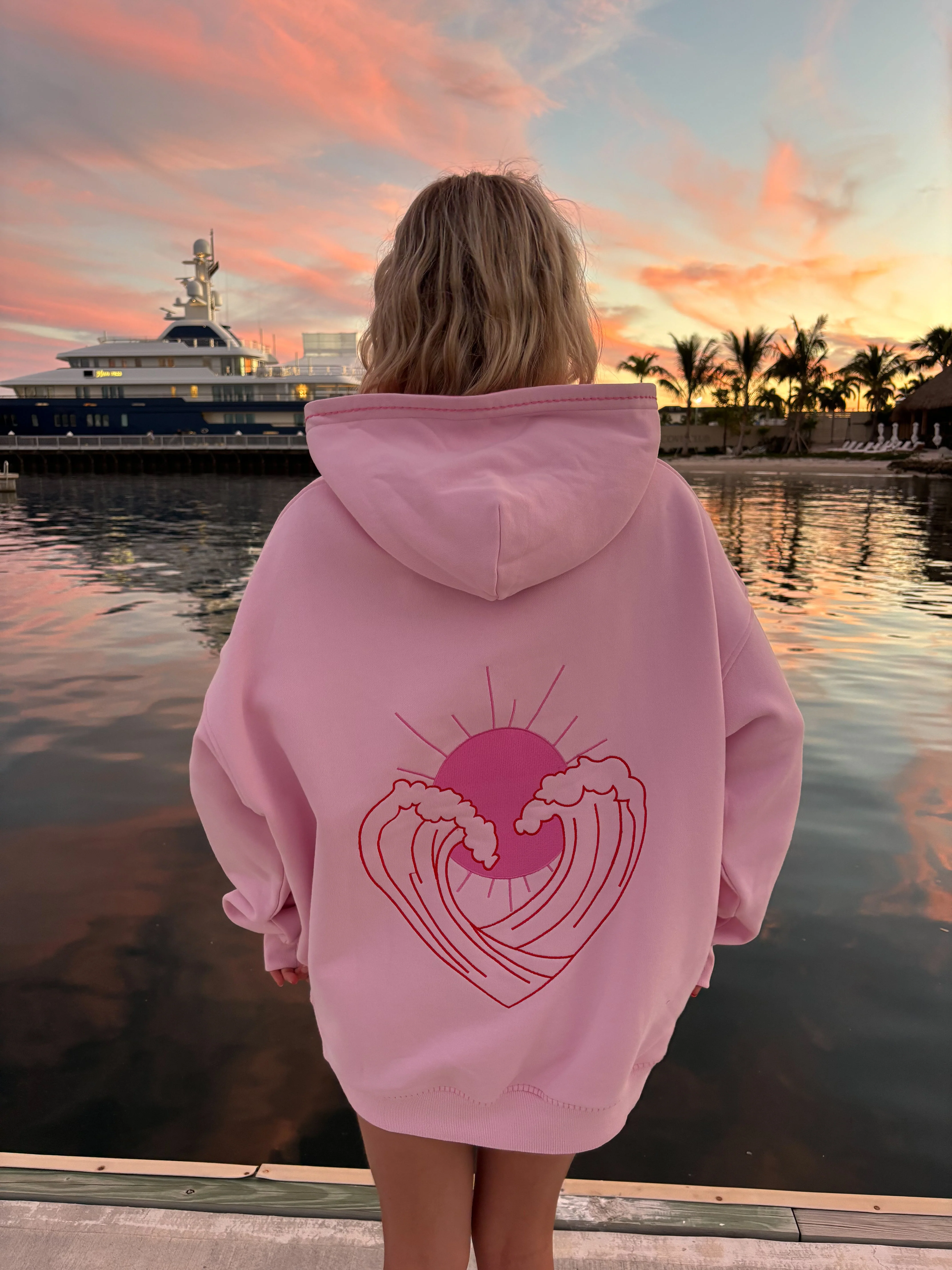 Bubblegum Pink Ocean Heart Stitched Hoodie - Image 2