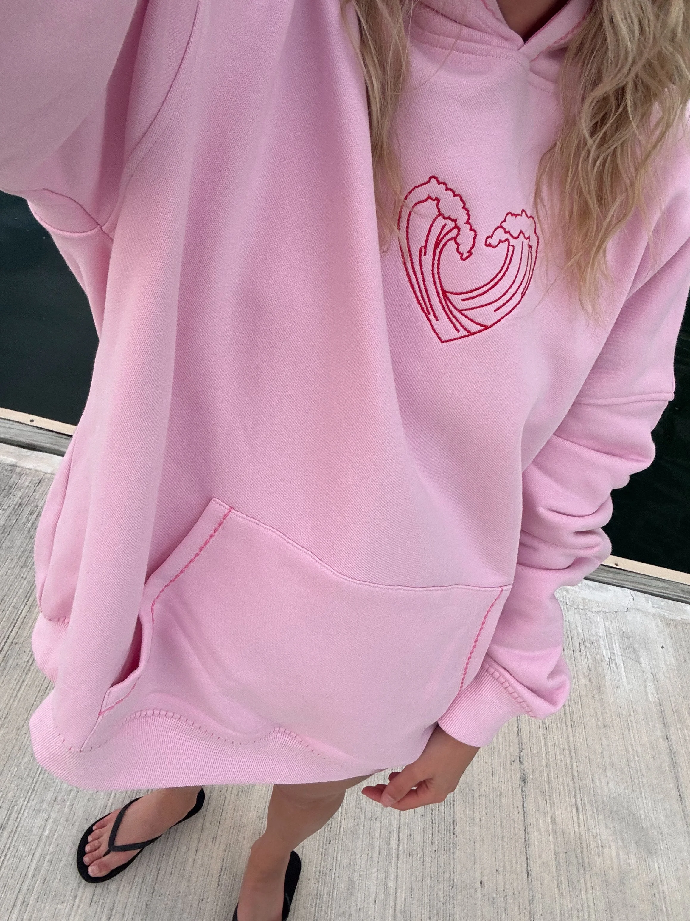 Bubblegum Pink Ocean Heart Stitched Hoodie - Image 22