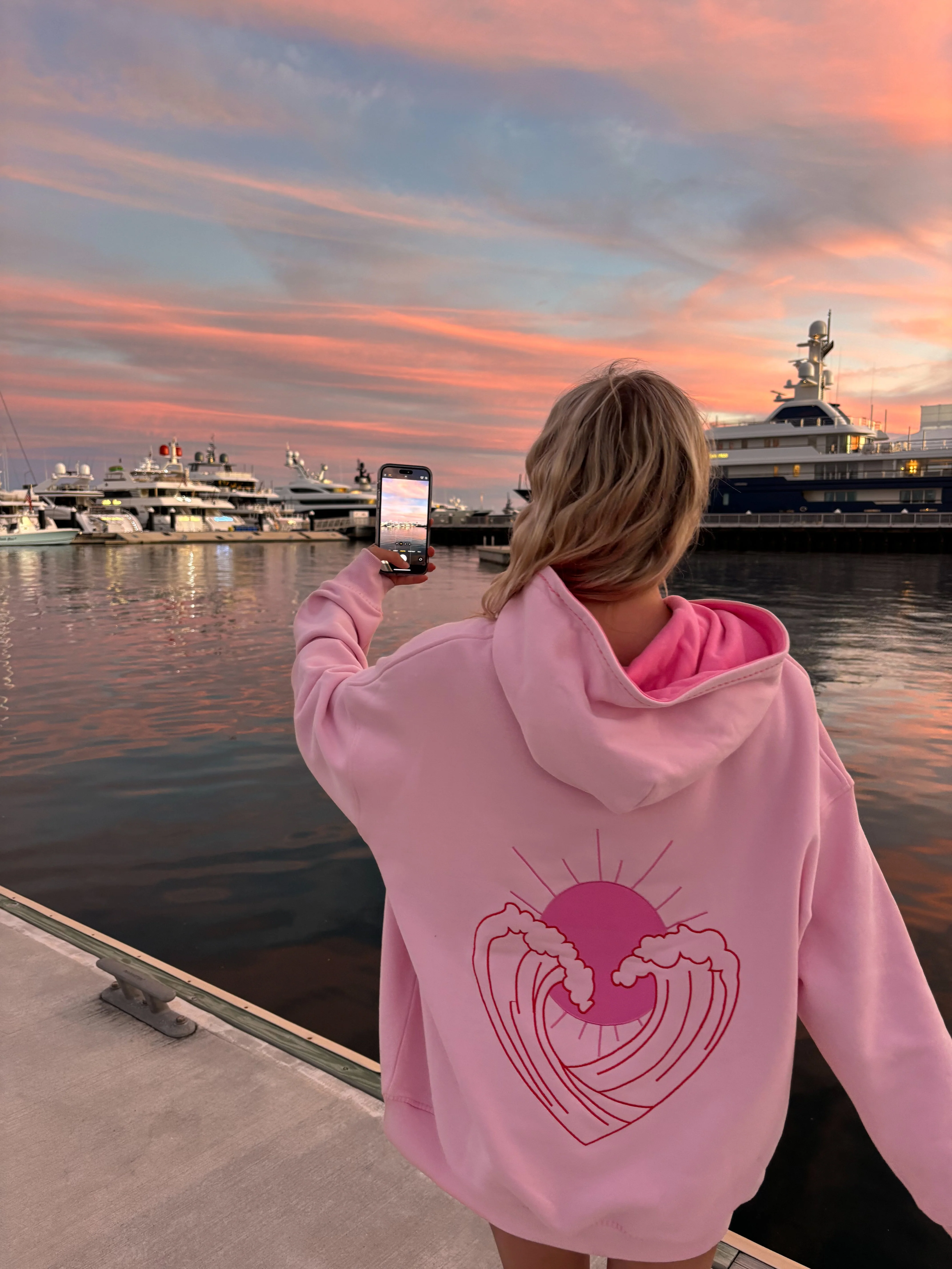 Bubblegum Pink Ocean Heart Stitched Hoodie - Image 23
