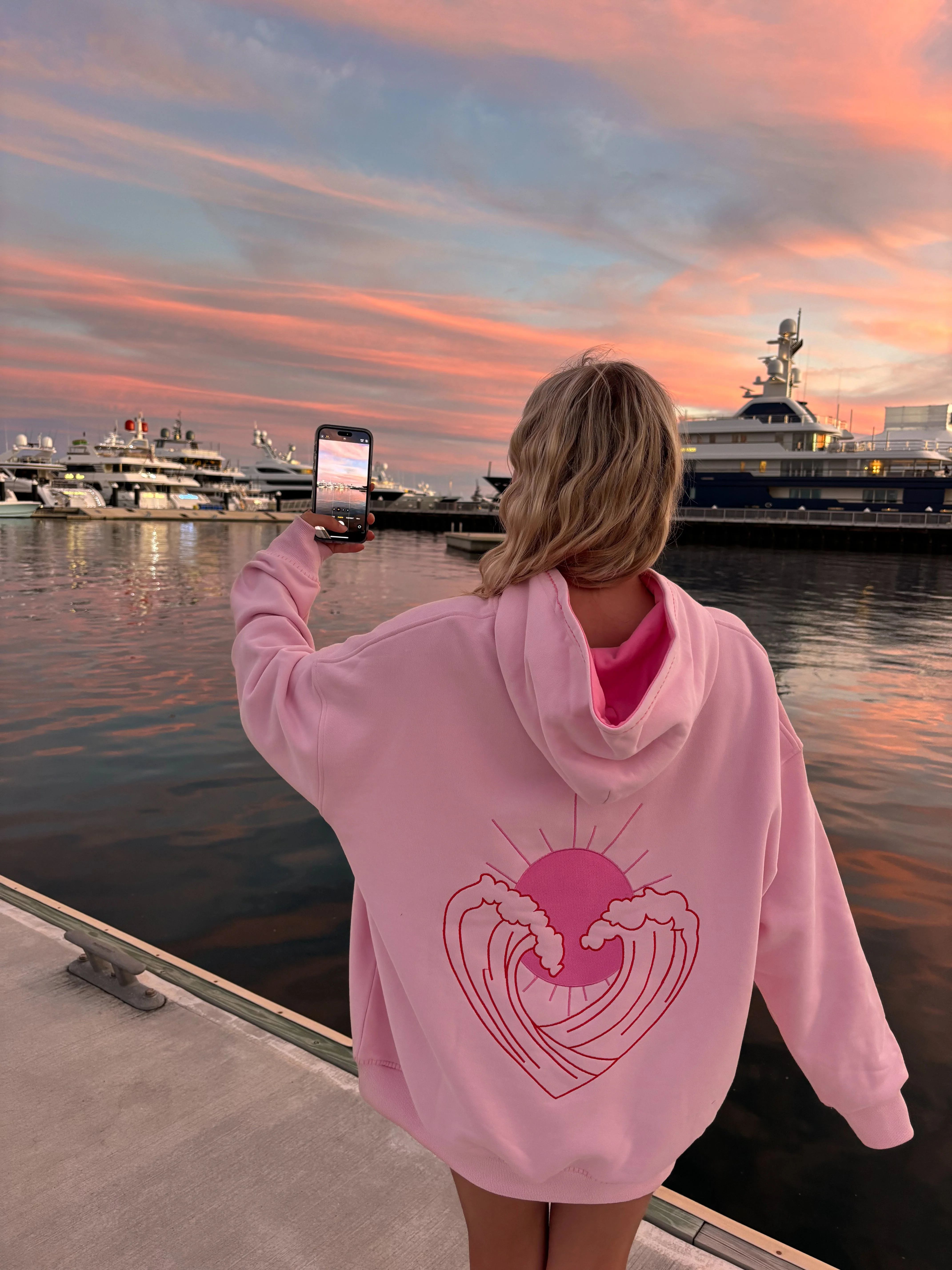 Bubblegum Pink Ocean Heart Stitched Hoodie - Image 24