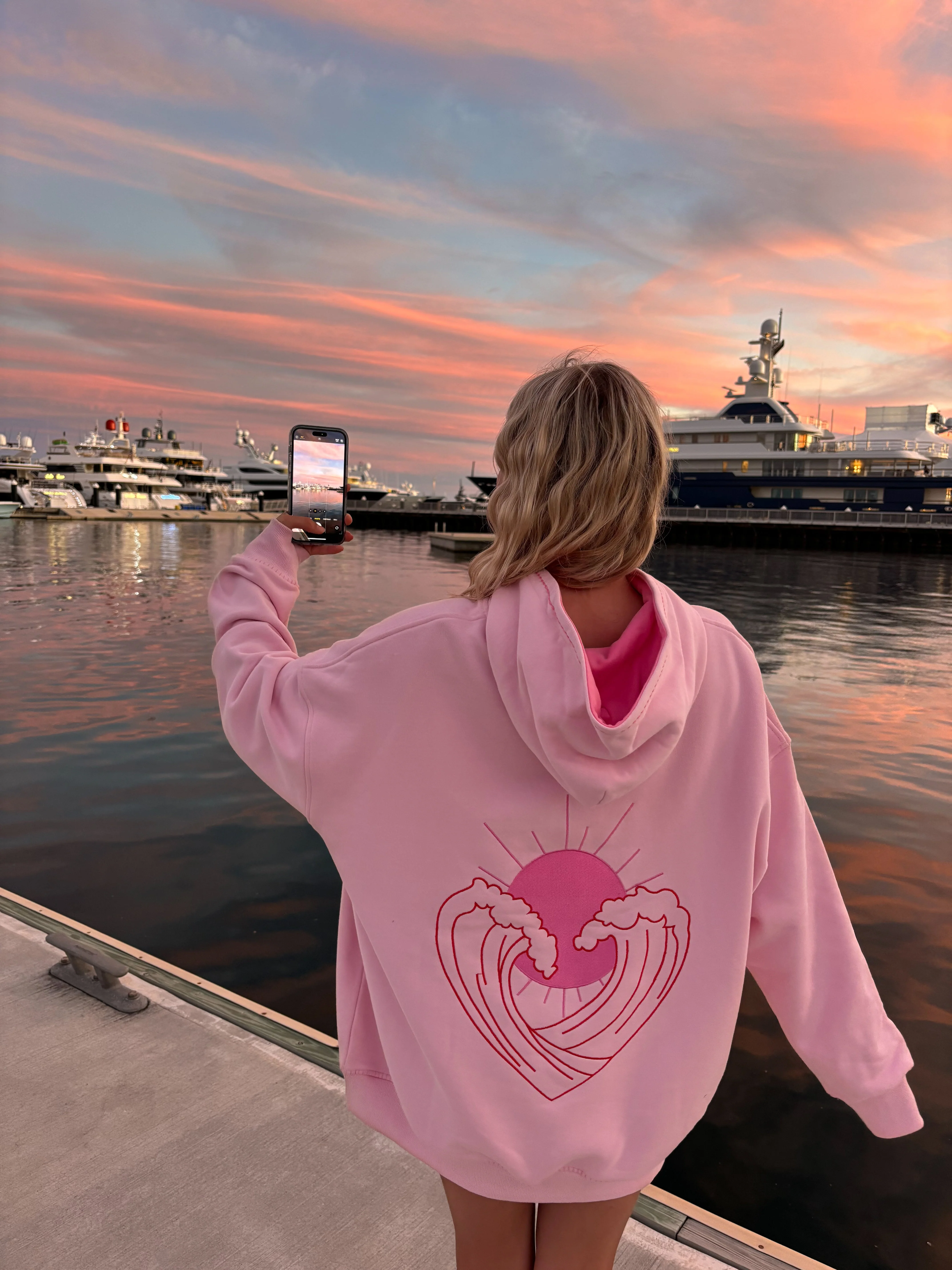 Bubblegum Pink Ocean Heart Stitched Hoodie - Image 25