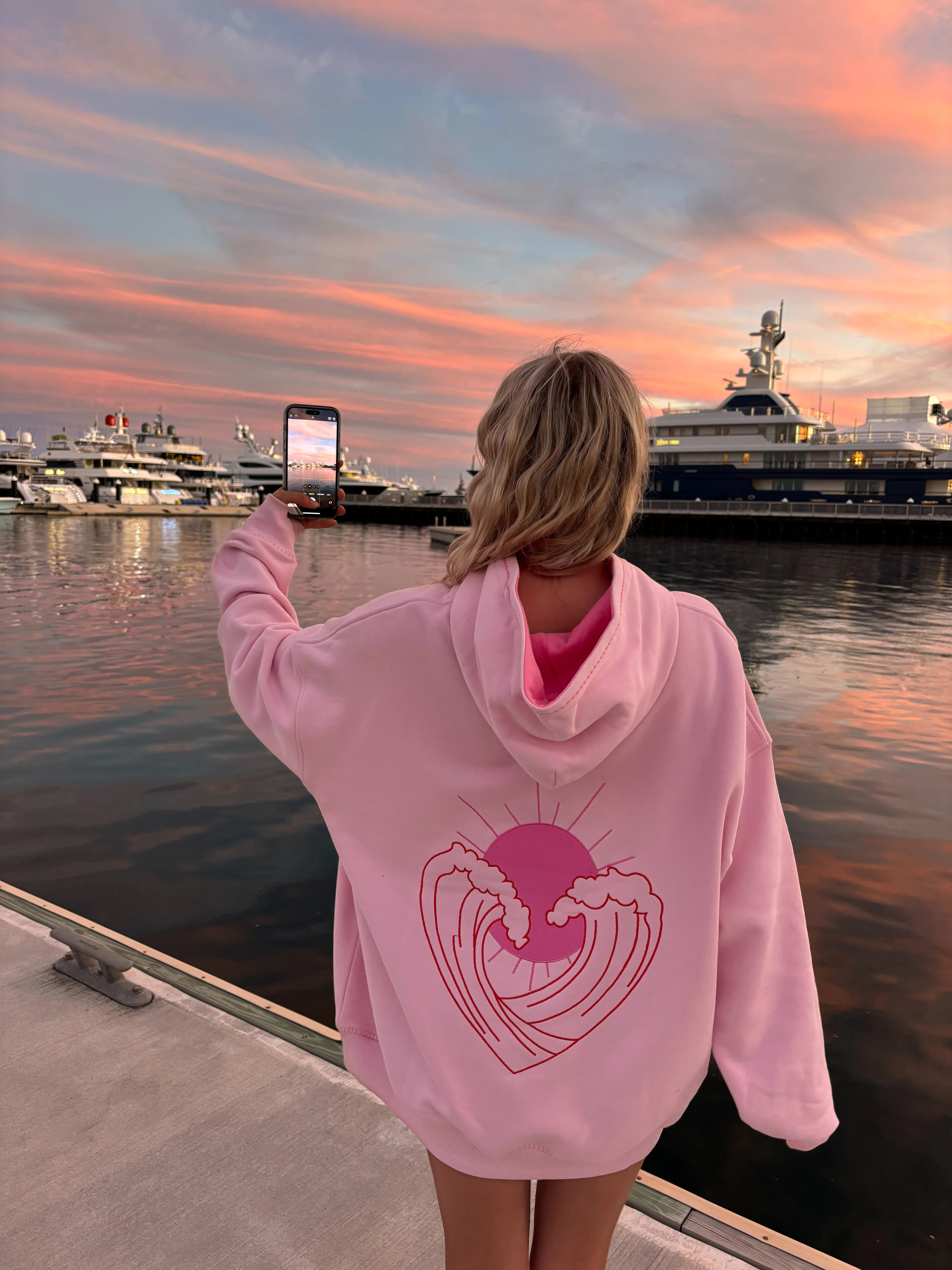 Bubblegum Pink Ocean Heart Stitched Hoodie - Image 26