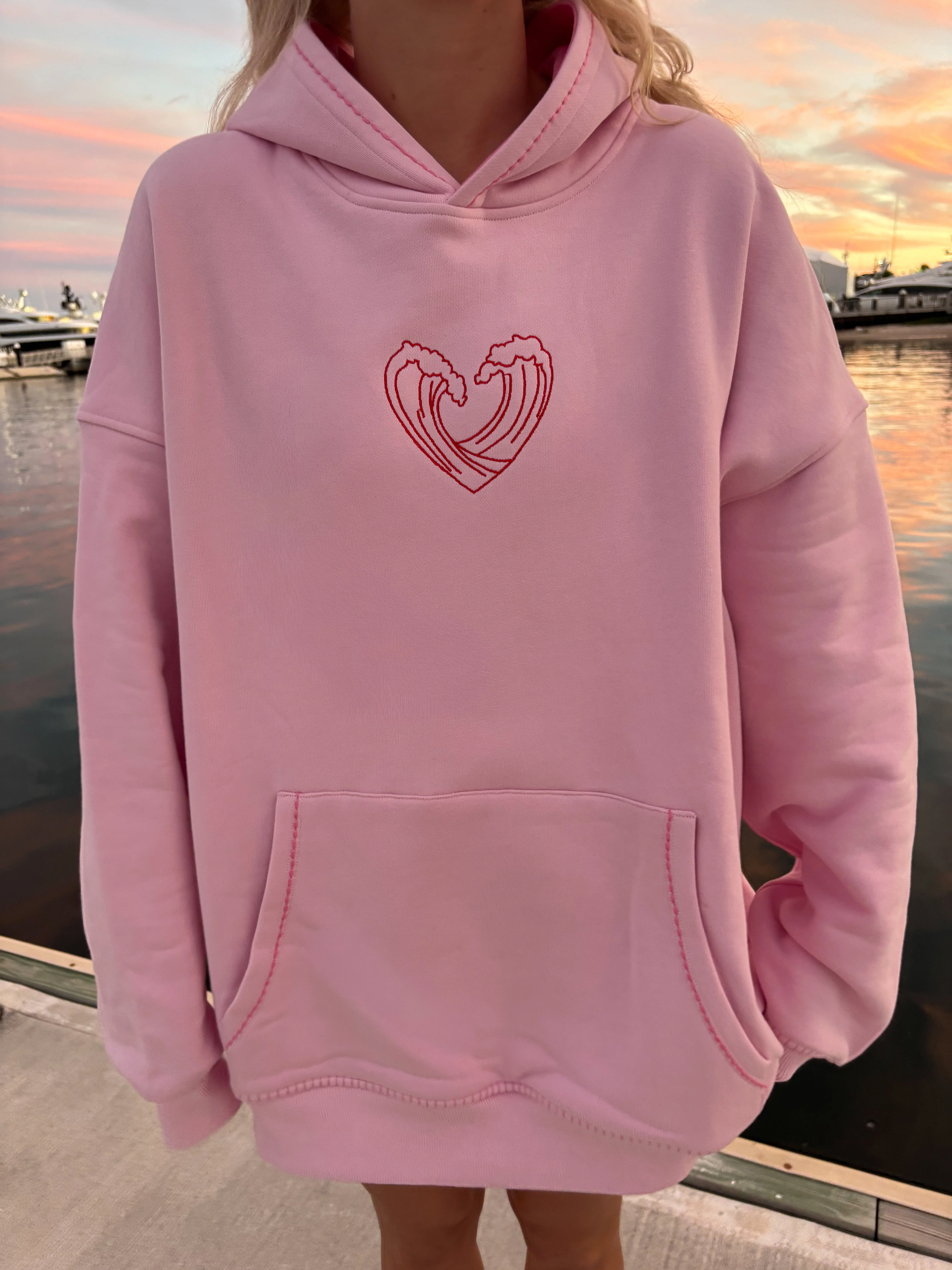 Bubblegum Pink Ocean Heart Stitched Hoodie - Image 27