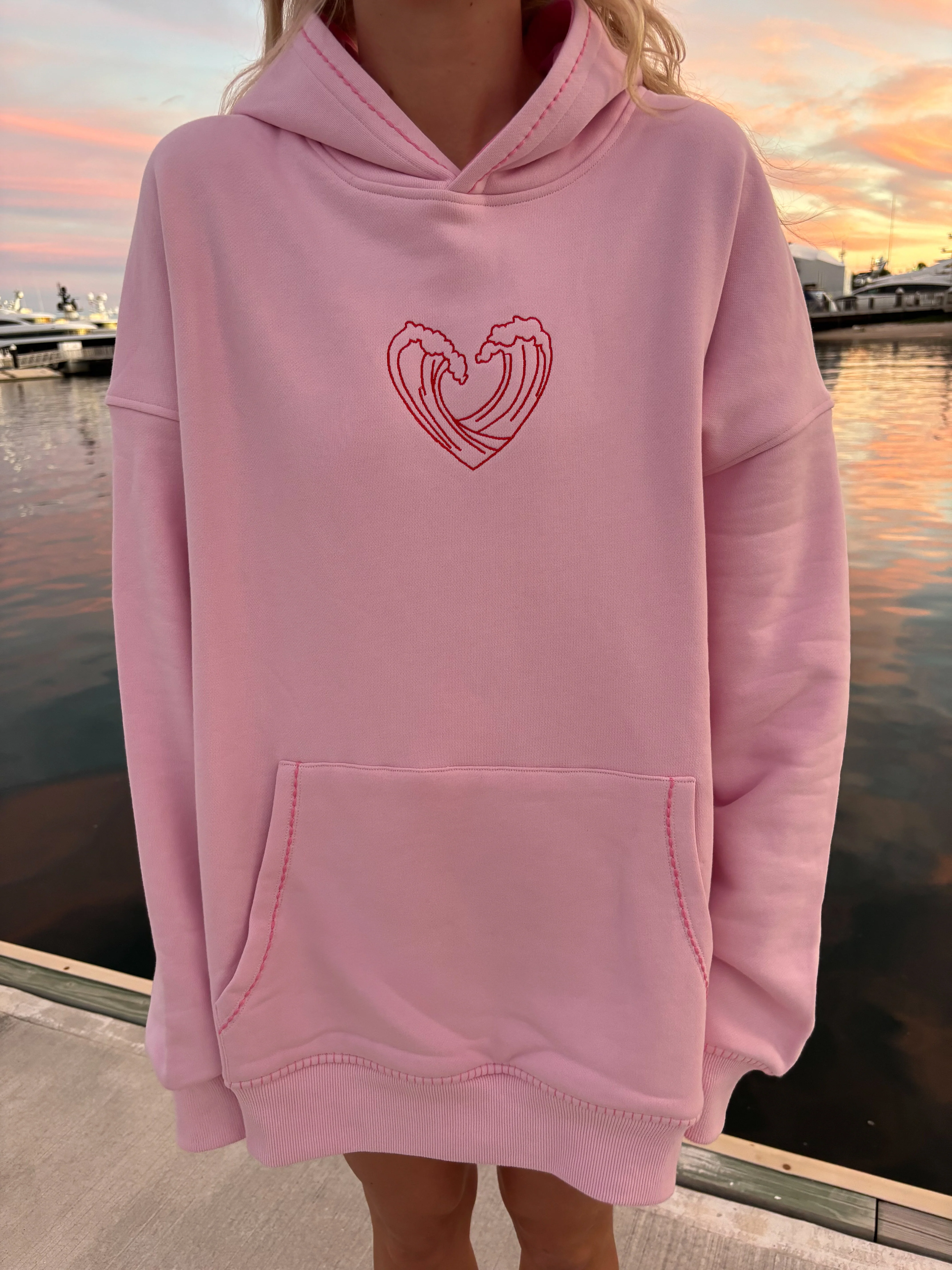 Bubblegum Pink Ocean Heart Stitched Hoodie - Image 28