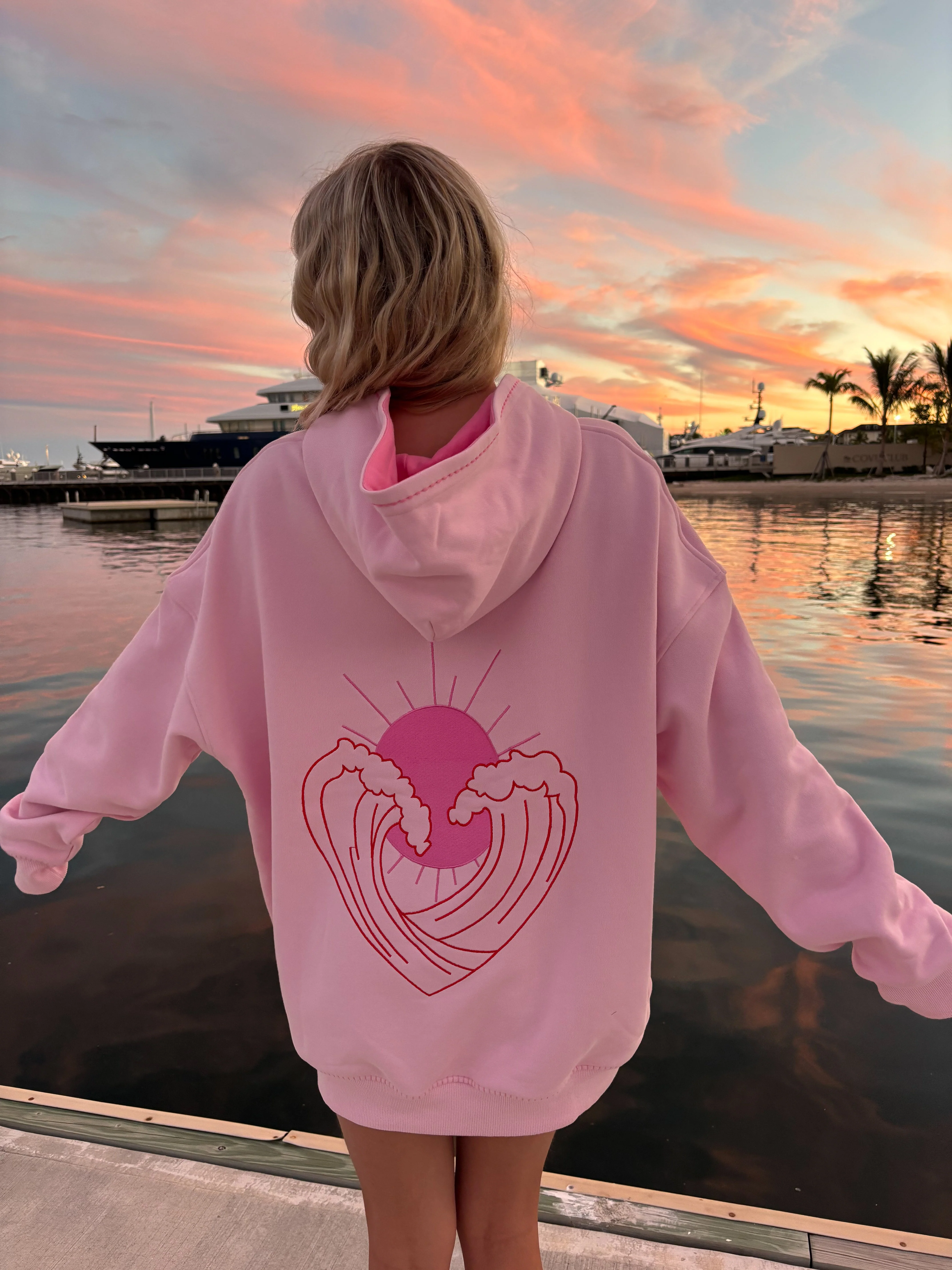 Bubblegum Pink Ocean Heart Stitched Hoodie - Image 29