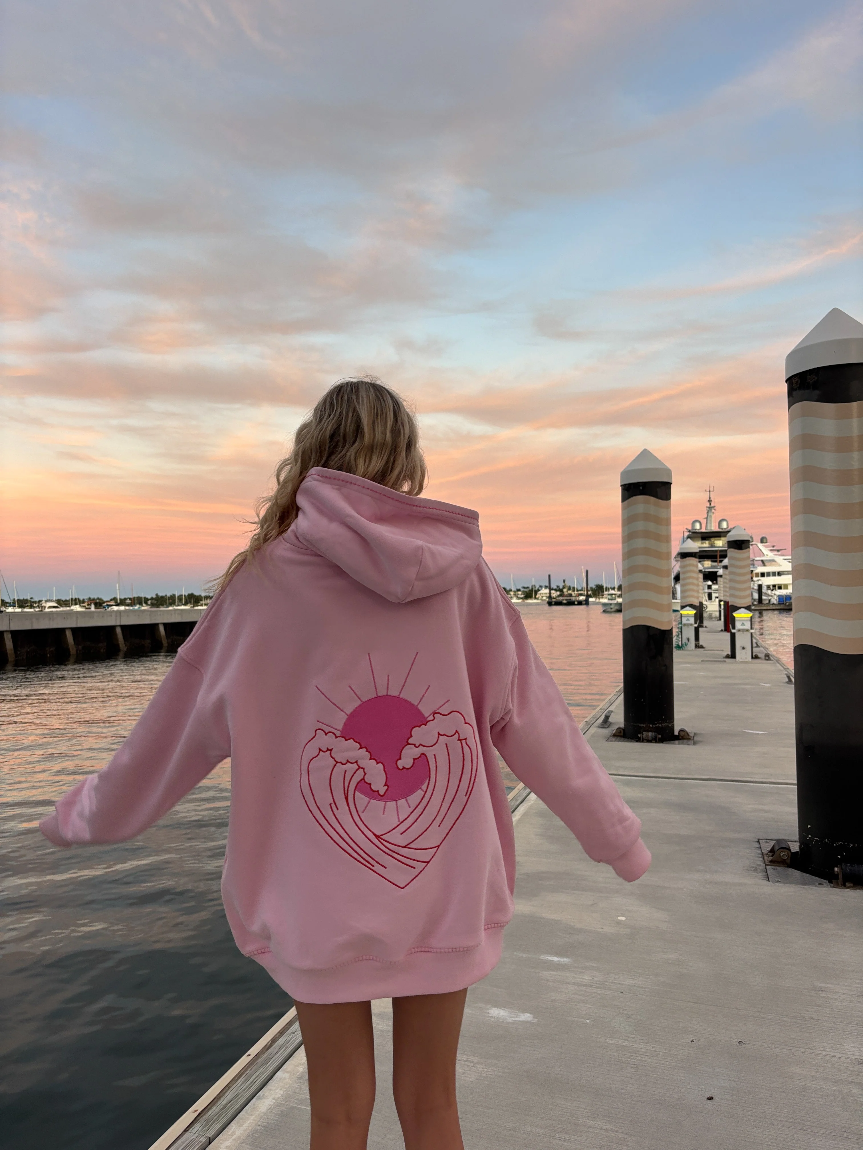 Bubblegum Pink Ocean Heart Stitched Hoodie - Image 3