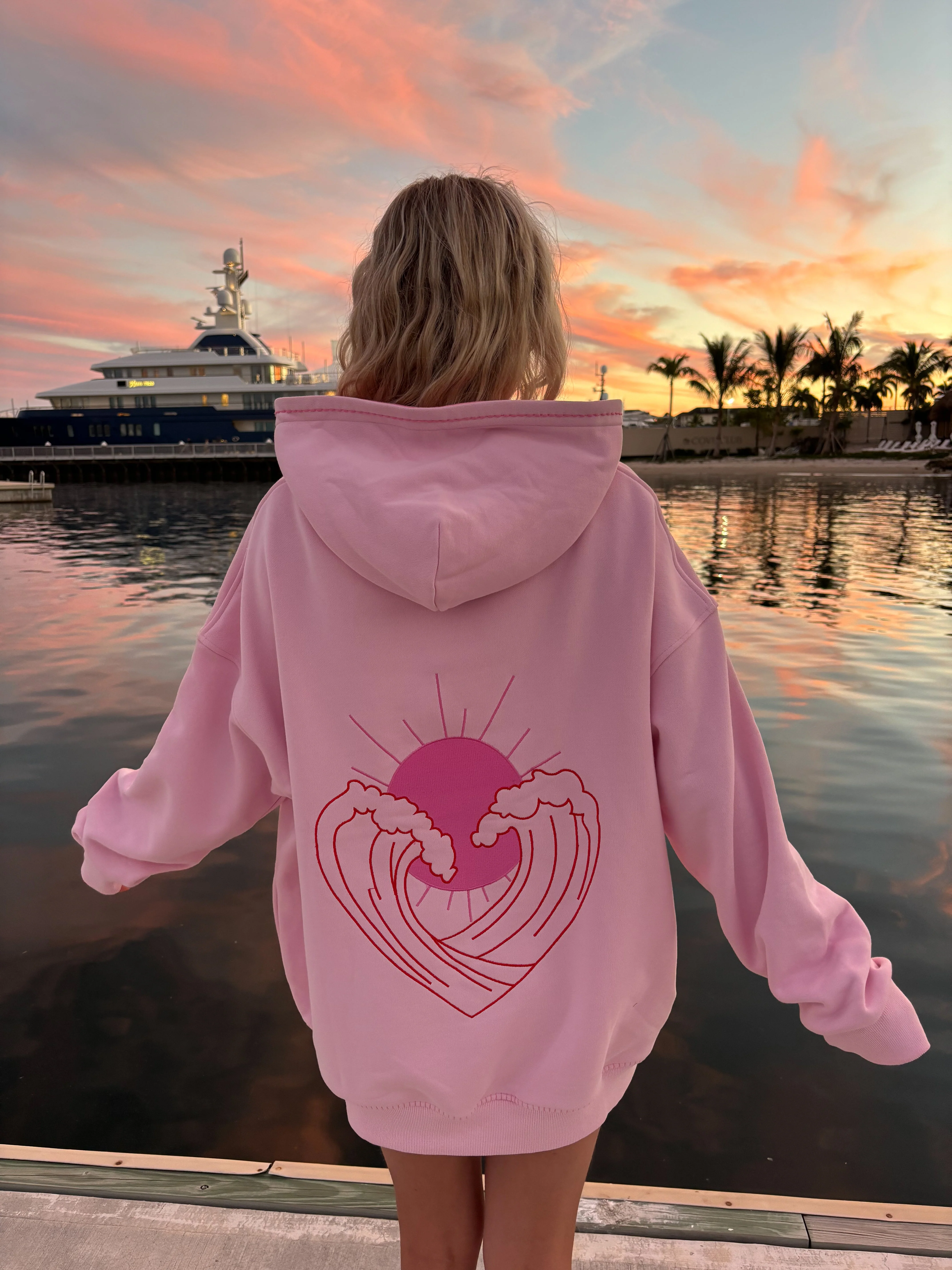 Bubblegum Pink Ocean Heart Stitched Hoodie - Image 33