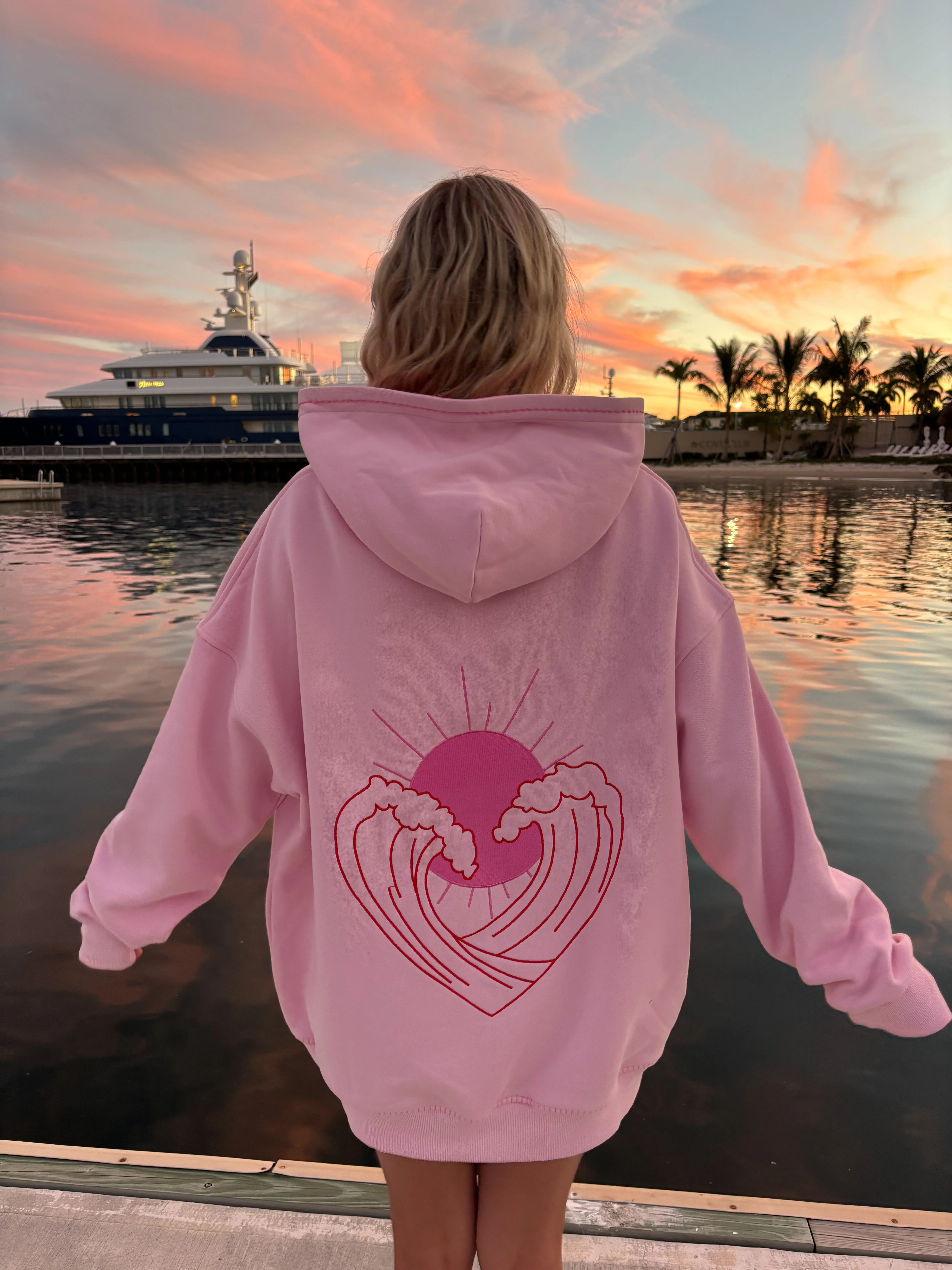 Bubblegum Pink Ocean Heart Stitched Hoodie - Image 34