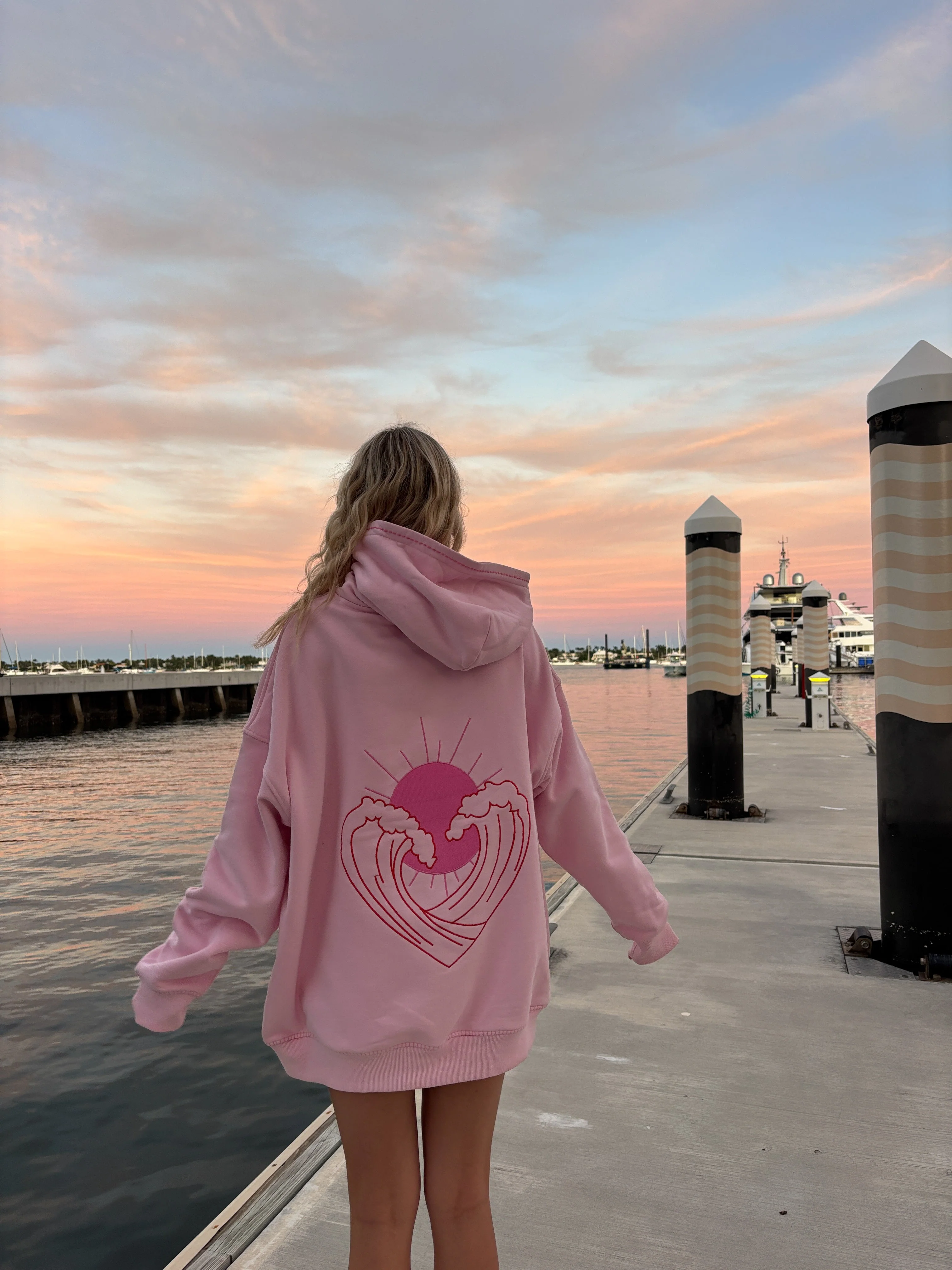 Bubblegum Pink Ocean Heart Stitched Hoodie - Image 5