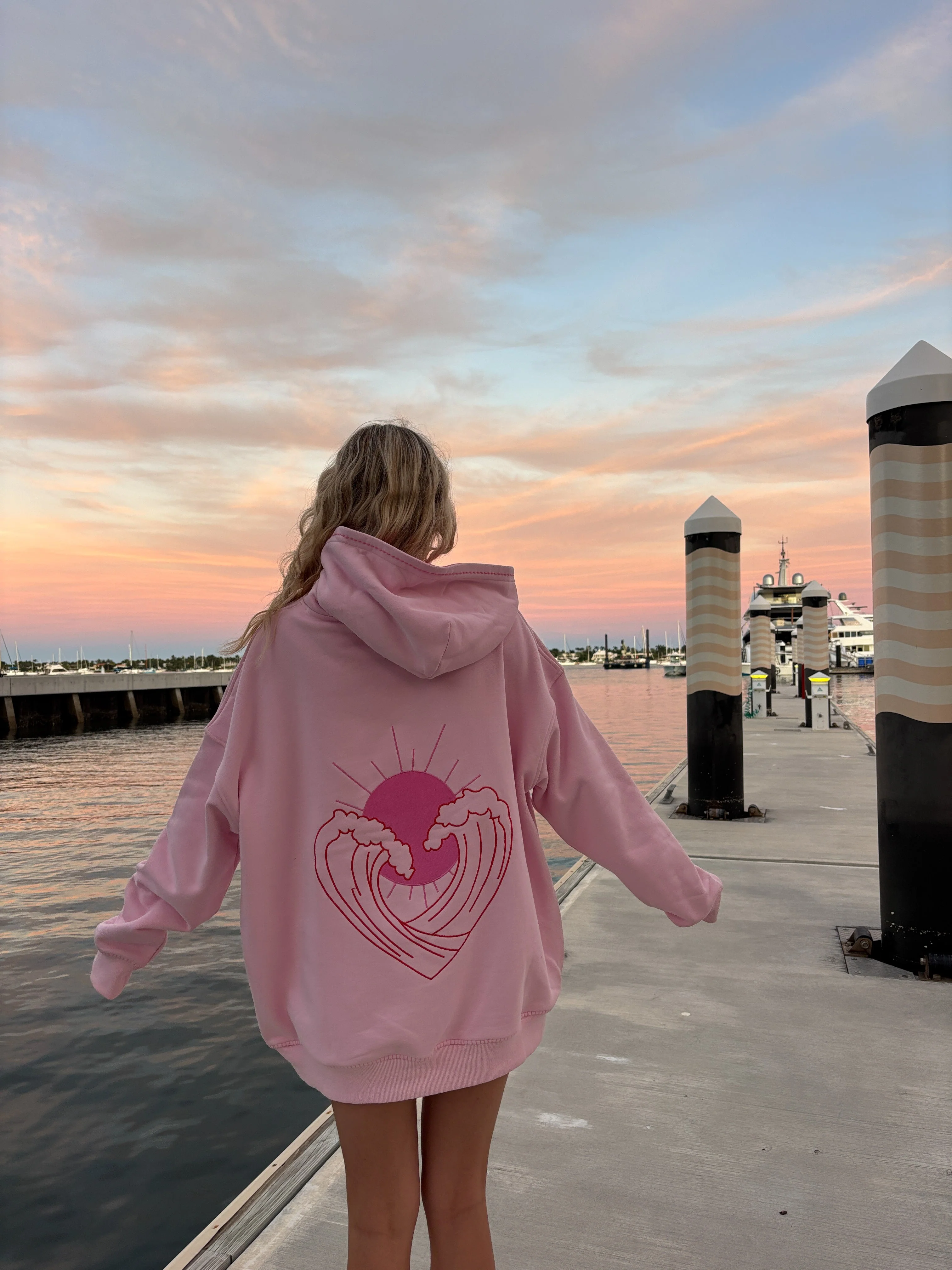 Bubblegum Pink Ocean Heart Stitched Hoodie - Image 6