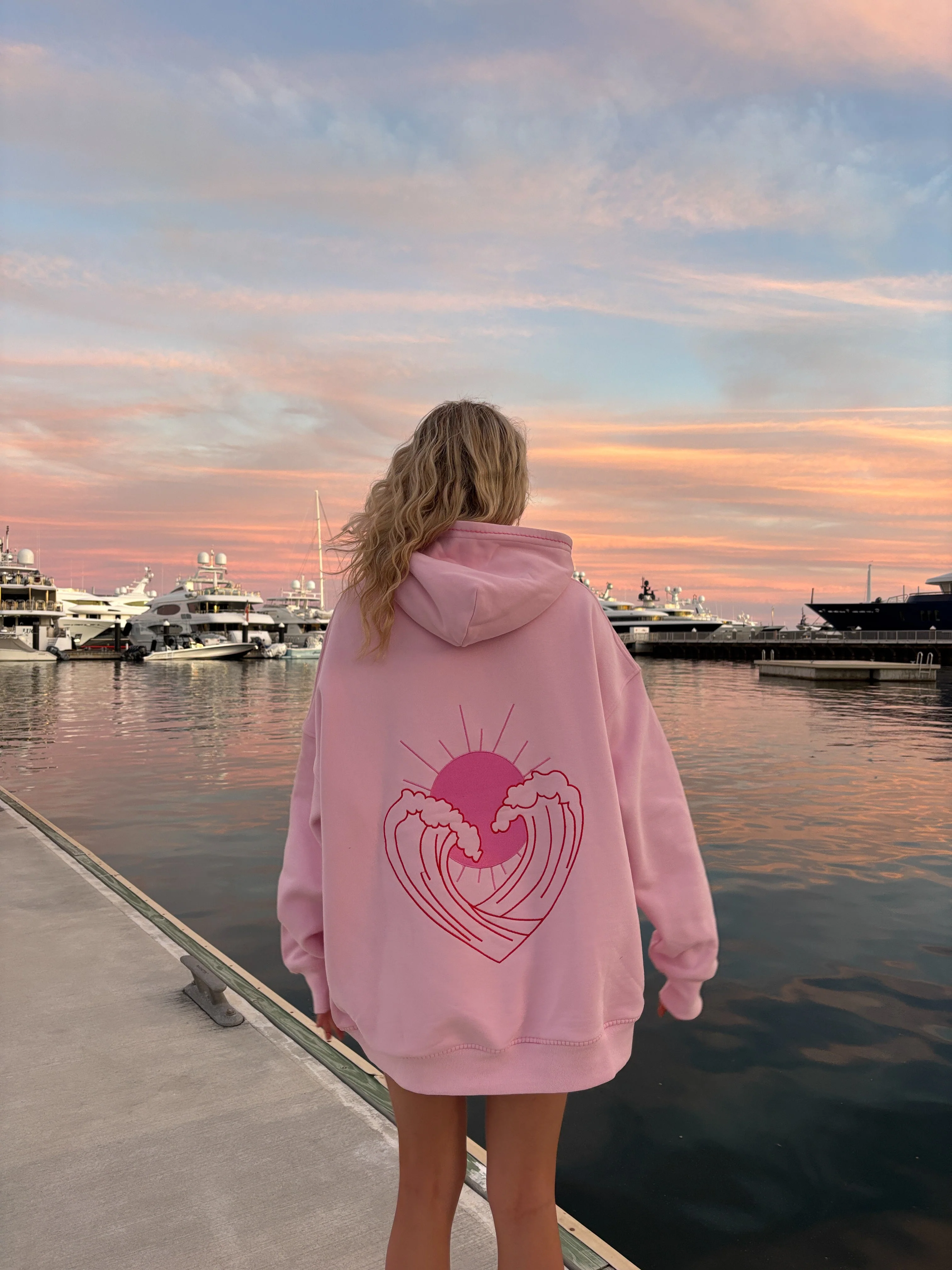 Bubblegum Pink Ocean Heart Stitched Hoodie - Image 8