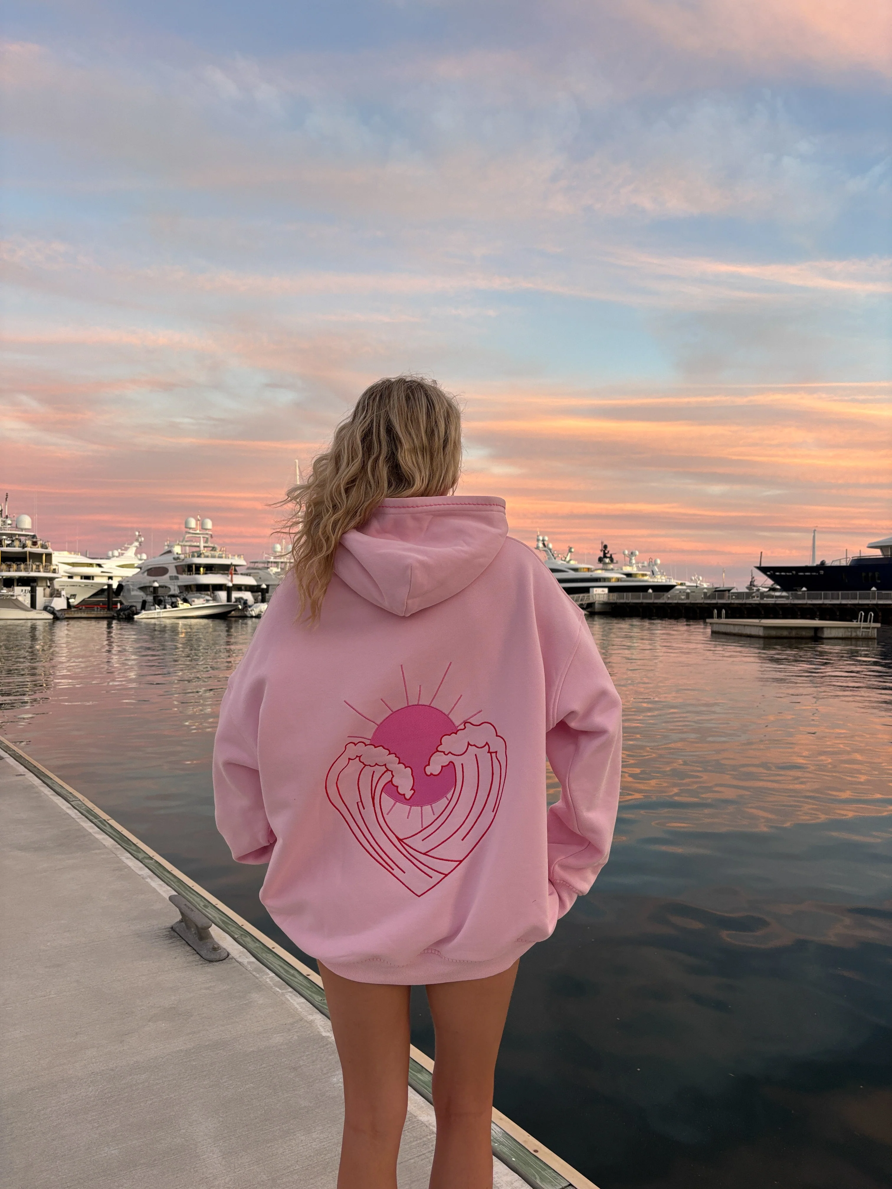 Bubblegum Pink Ocean Heart Stitched Hoodie - Image 9