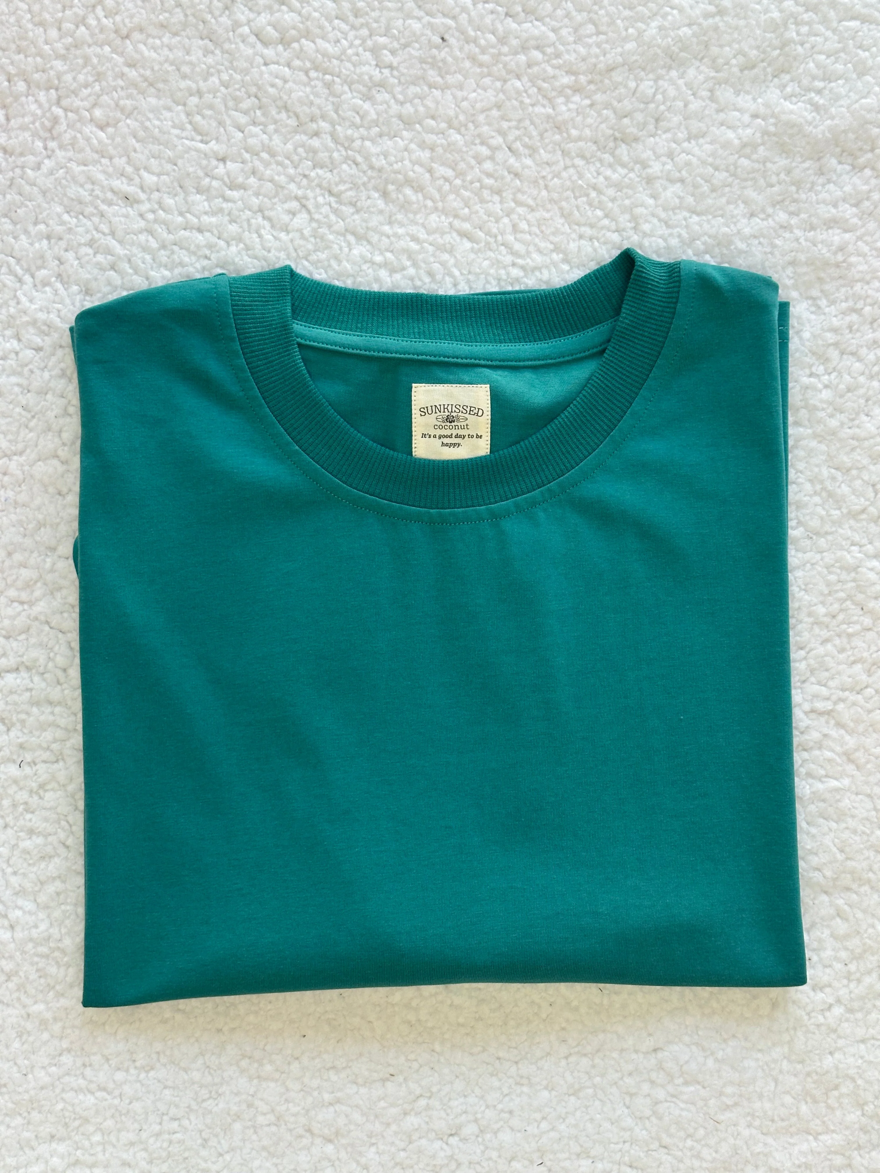 Bubbly Green Basic Slightly Cropped Blank Tee - Image 3