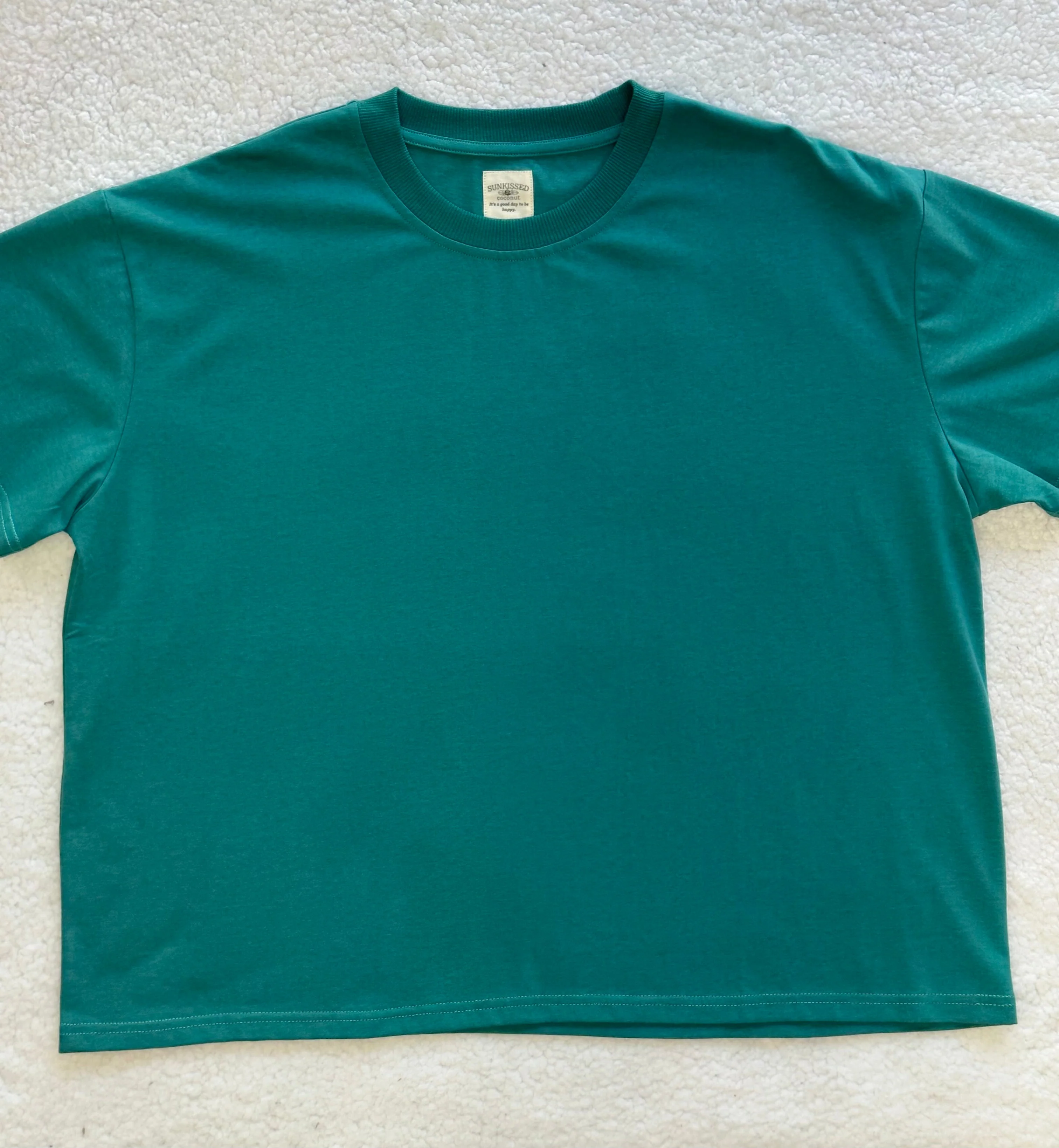 Bubbly Green Basic Slightly Cropped Blank Tee - Image 4