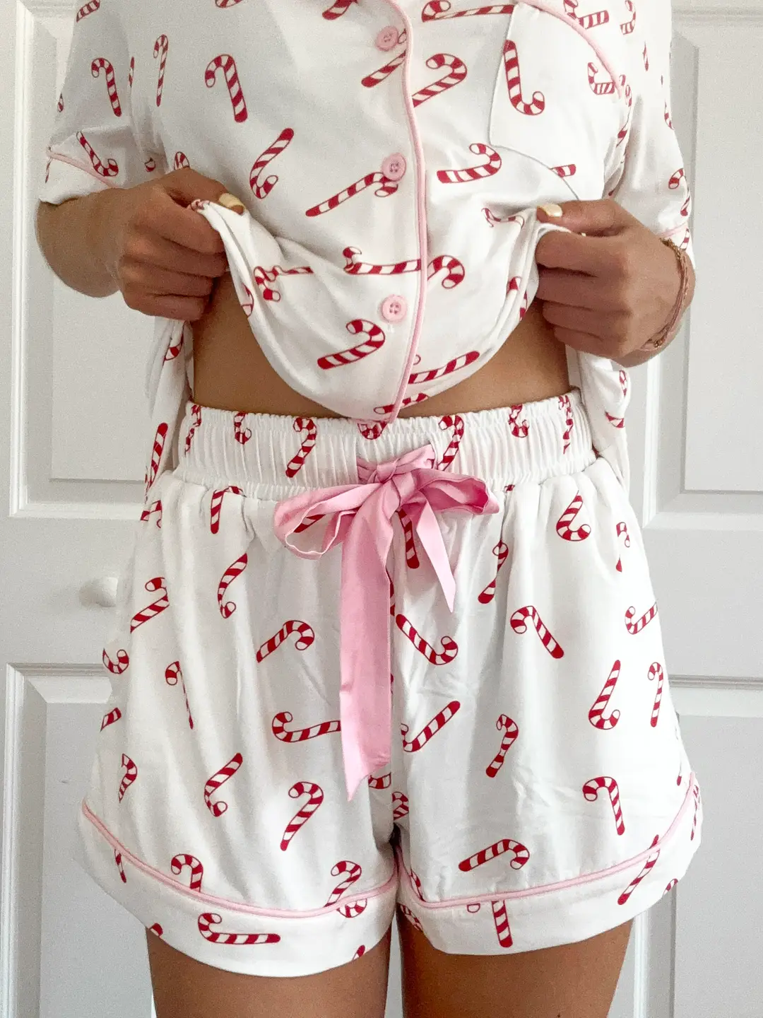 Candy Cane Holiday Christmas Pajama Shorts - Image 2