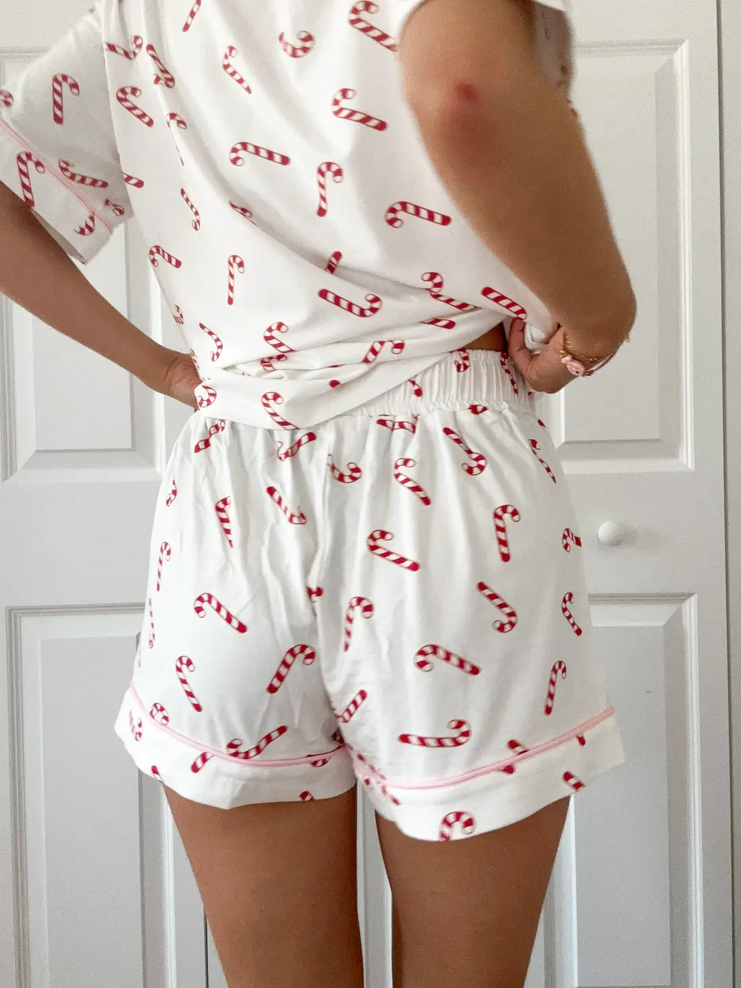 Candy Cane Holiday Christmas Pajama Shorts - Image 3