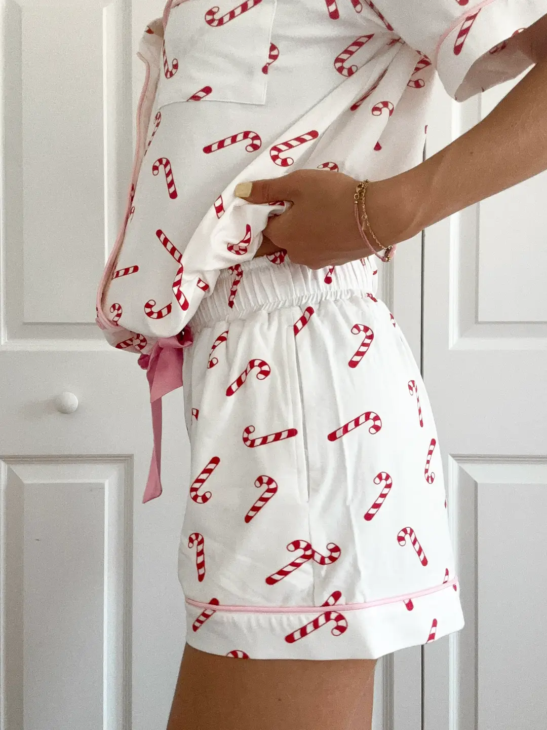 Candy Cane Holiday Christmas Pajama Shorts - Image 5
