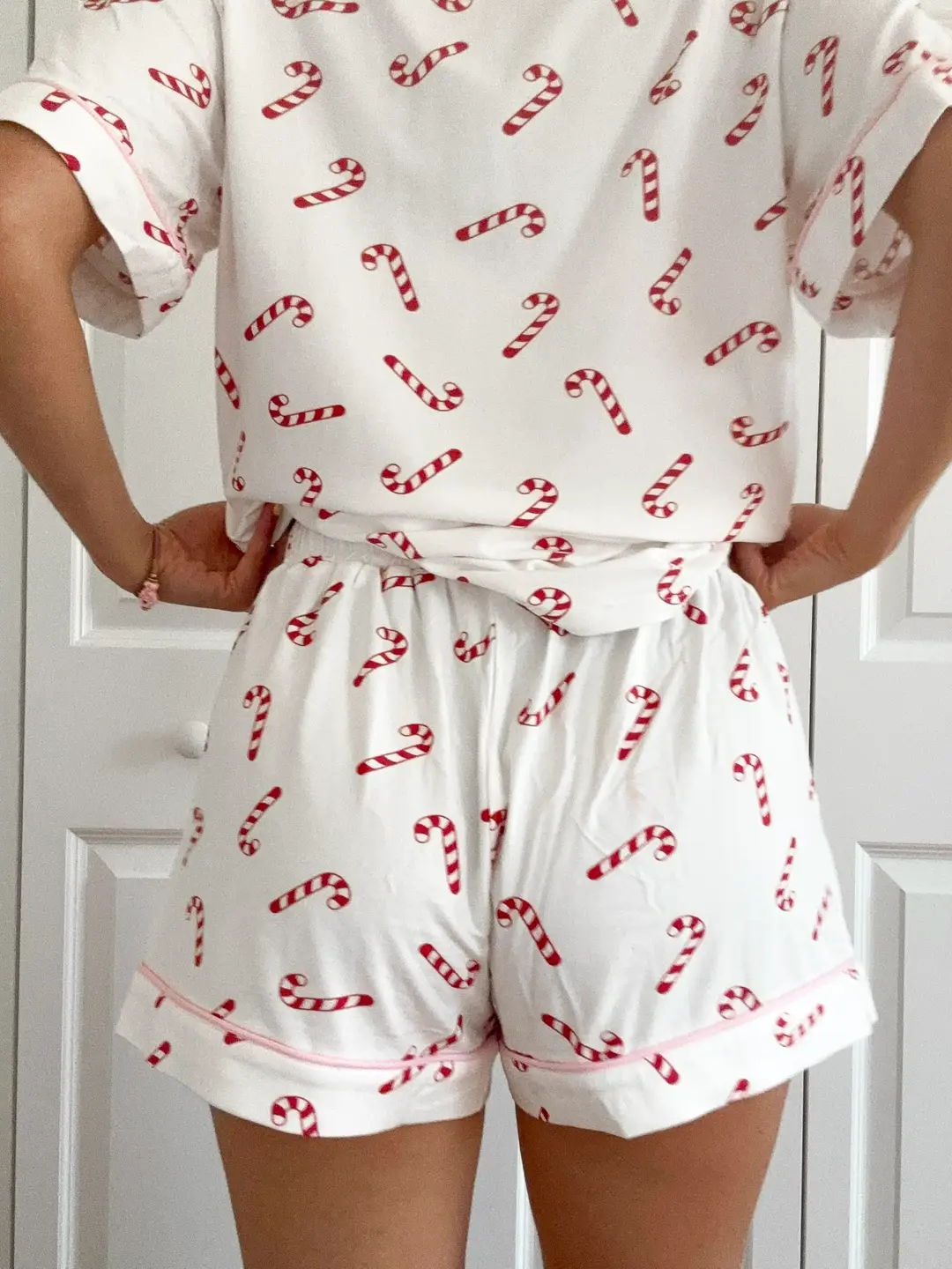 Candy Cane Holiday Christmas Pajama Shorts - Image 6