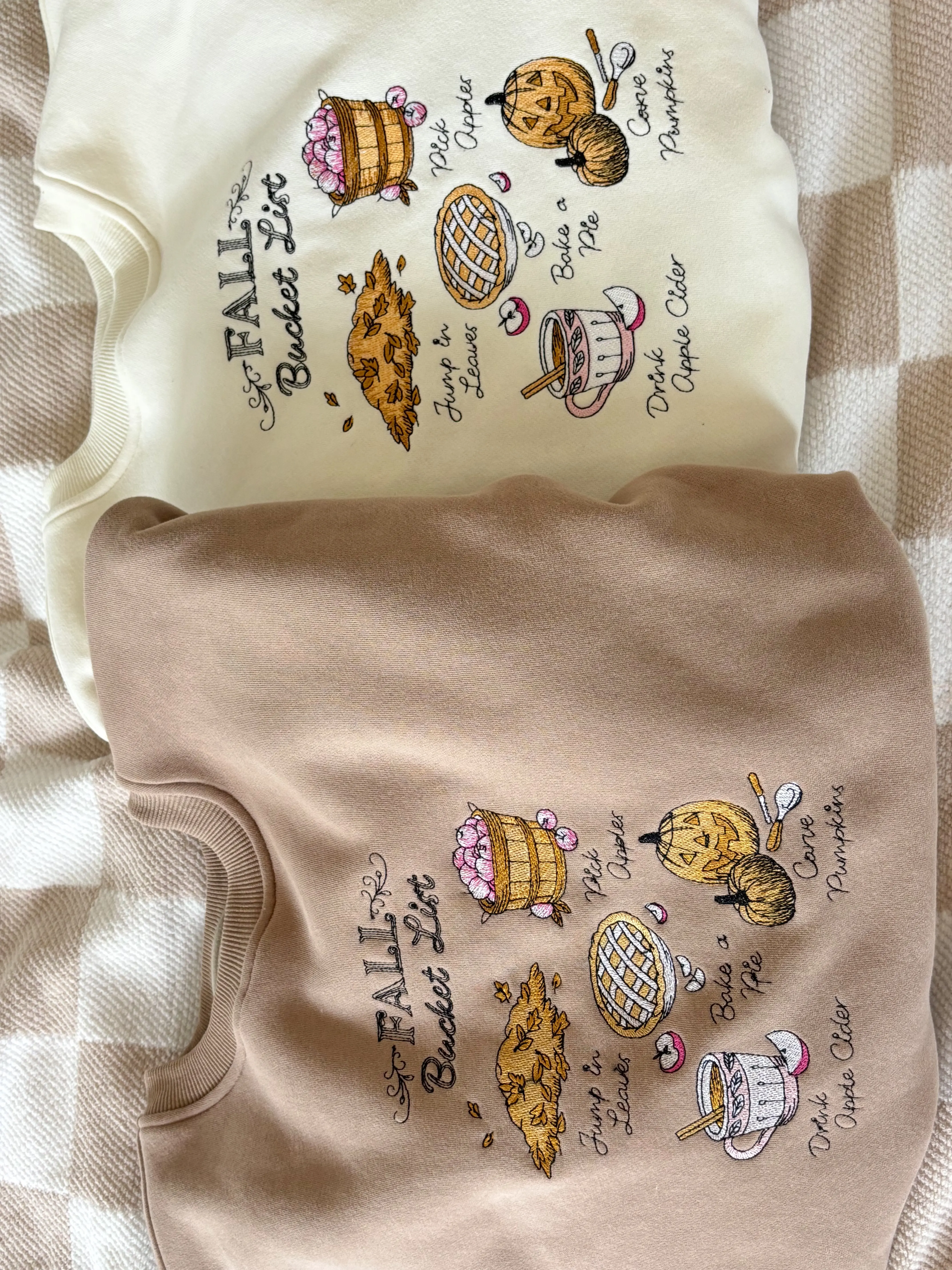 Cappuccino Autumn Fall Bucket List Embroidered Sweatshirt - Image 15
