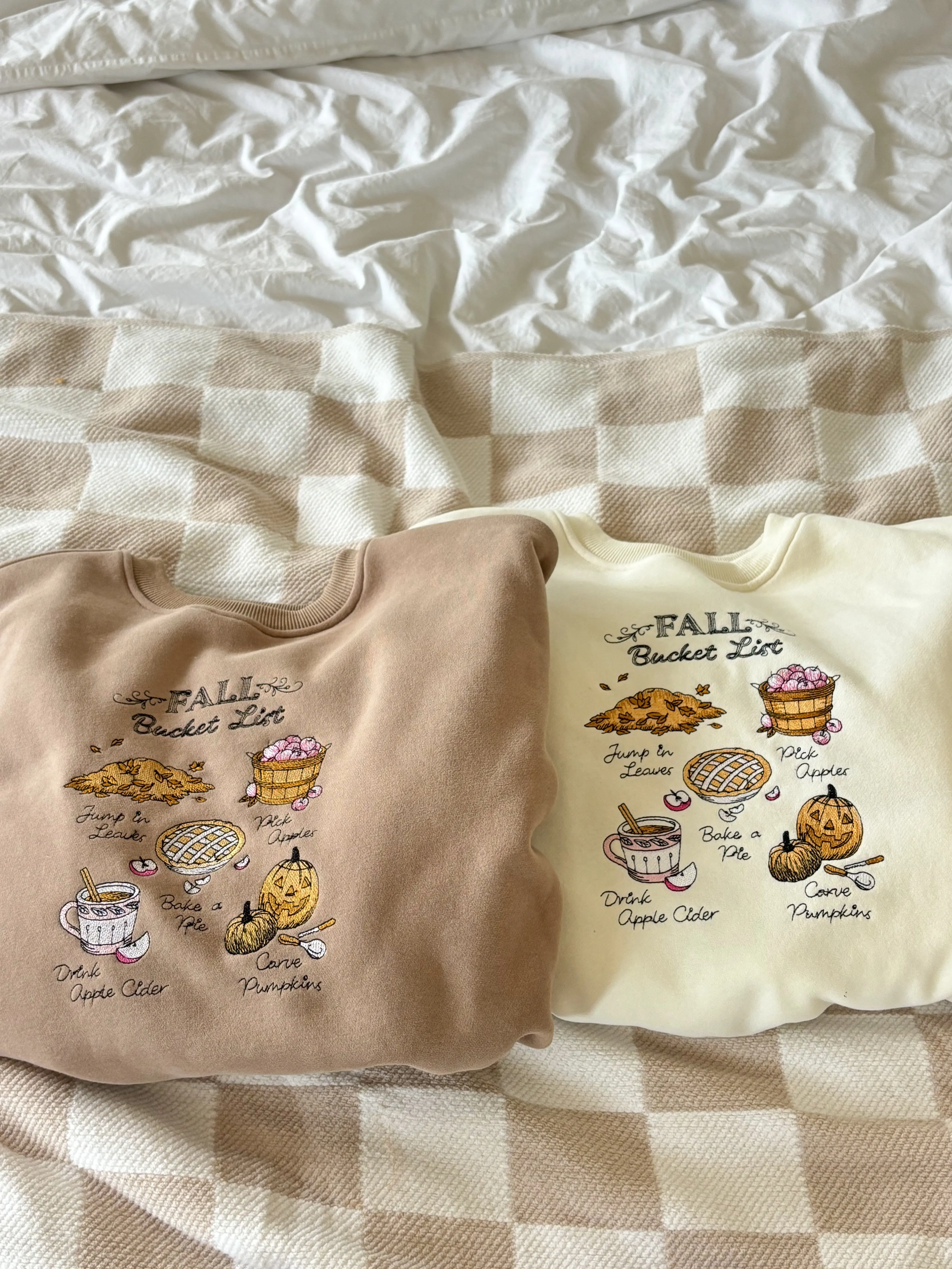 Cappuccino Autumn Fall Bucket List Embroidered Sweatshirt - Image 16