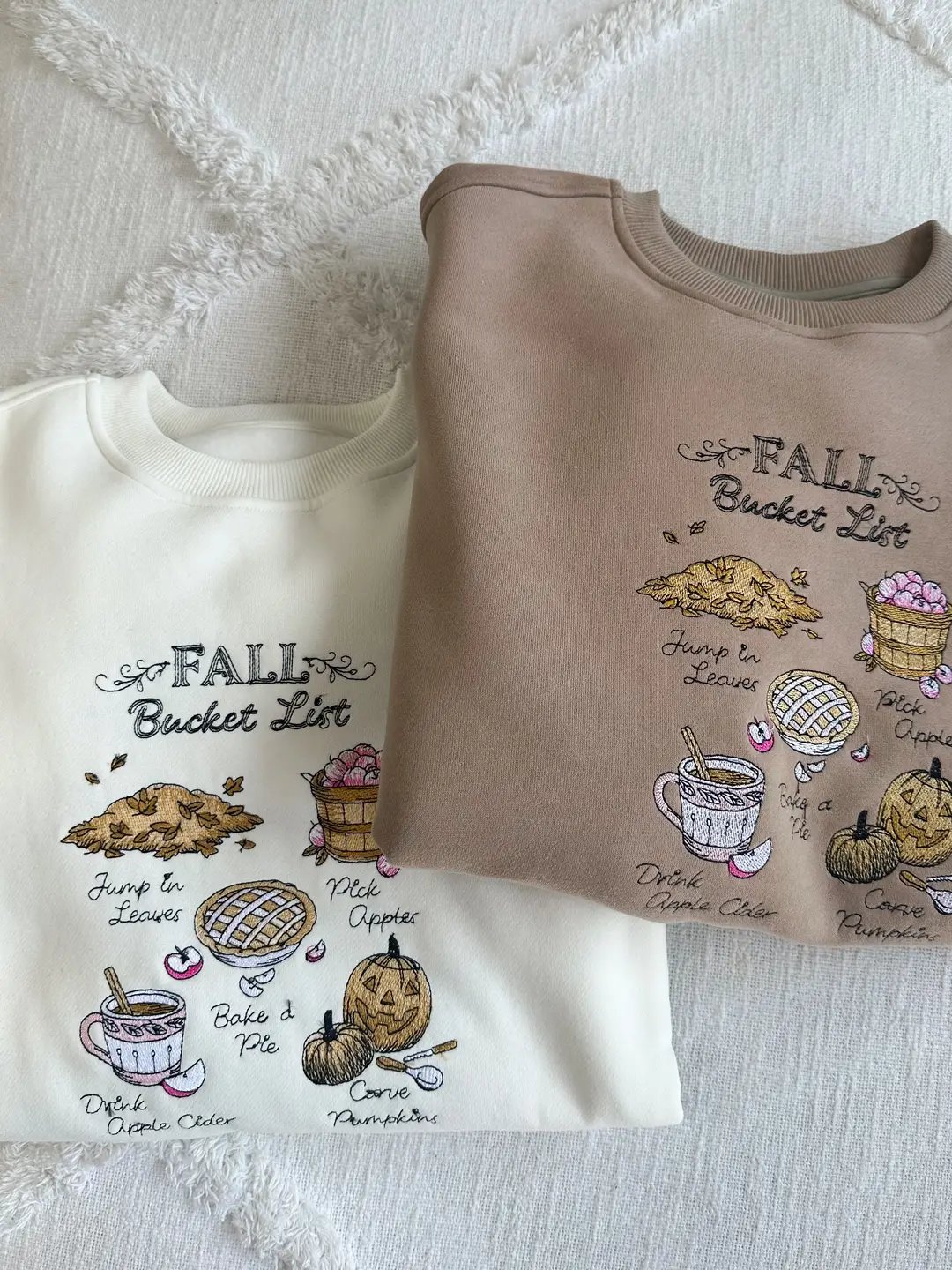 Cappuccino Autumn Fall Bucket List Embroidered Sweatshirt - Image 7