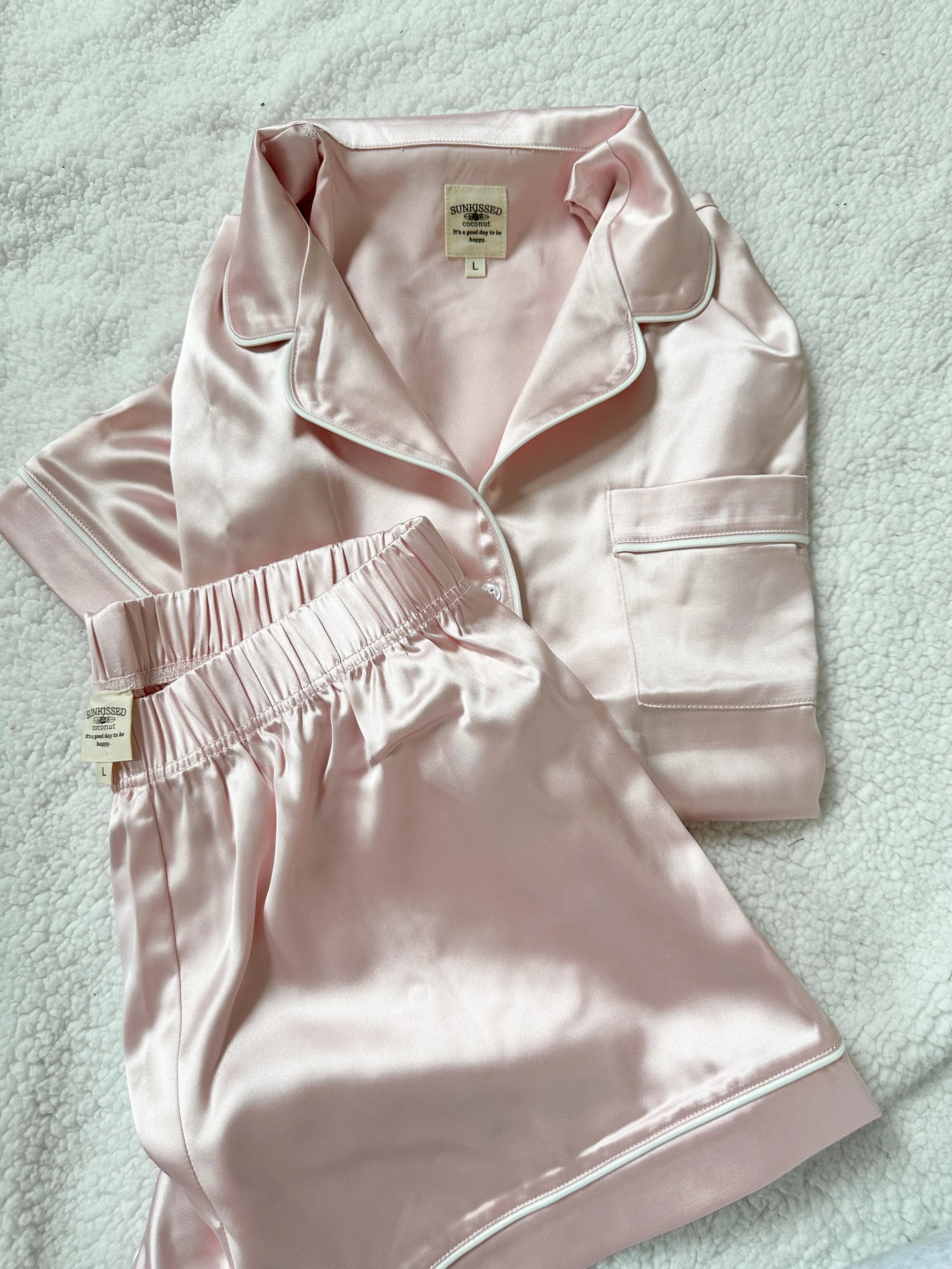 Champagne Pink Short Sleeve Pajama Set