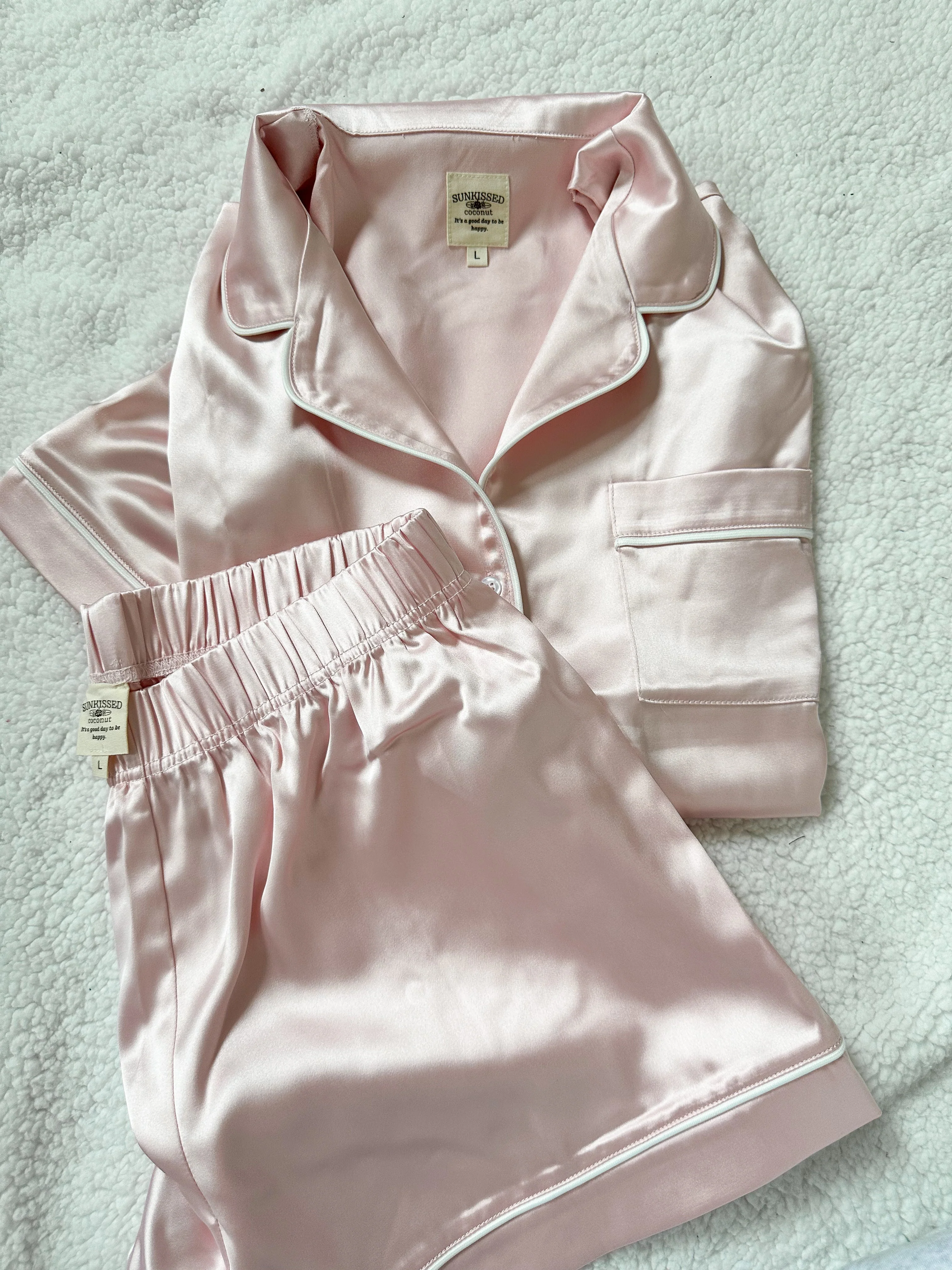 Champagne Pink Short Sleeve Pajama Set - Image 2