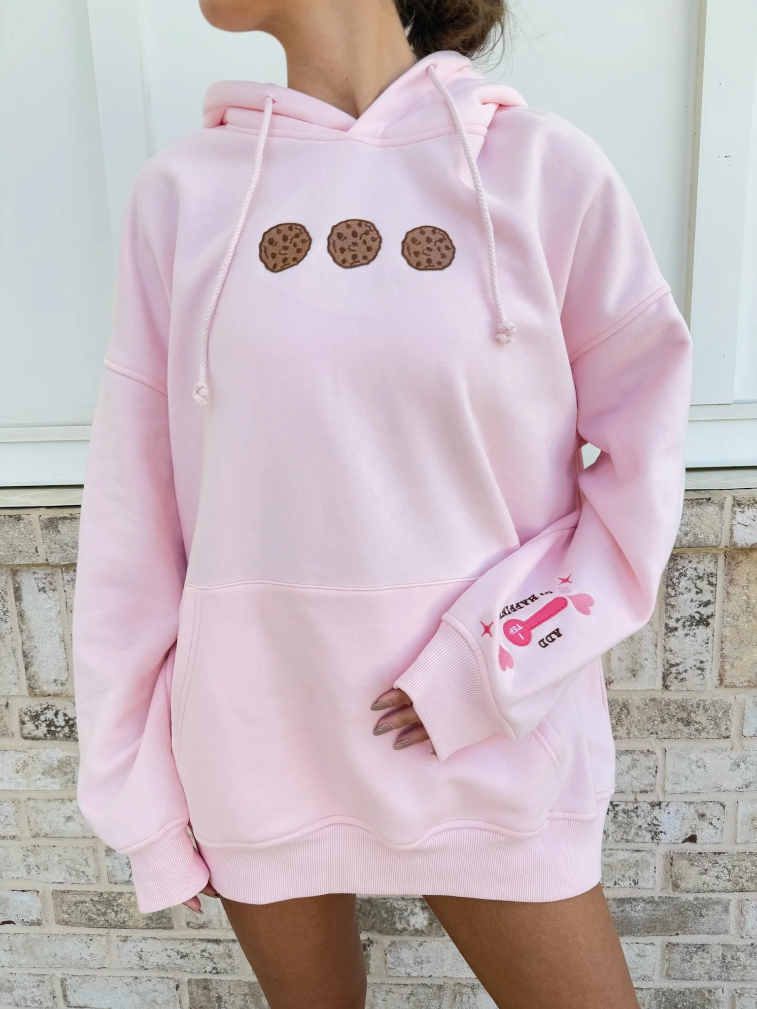 Light Pink Chocolate Chip Cookie Recipe Embroider Hoodie - Image 4