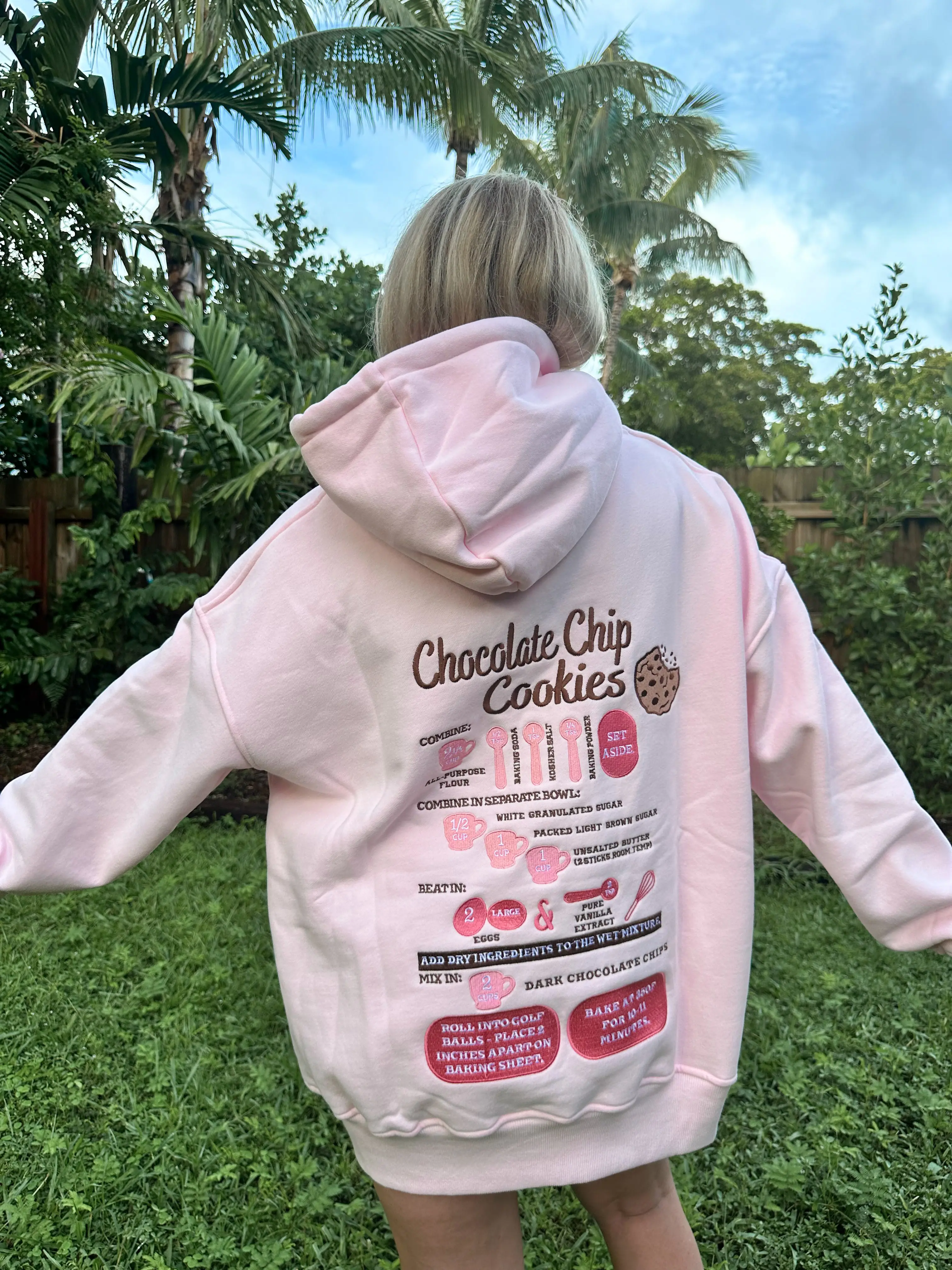 Light Pink Chocolate Chip Cookie Recipe Embroider Hoodie - Image 5
