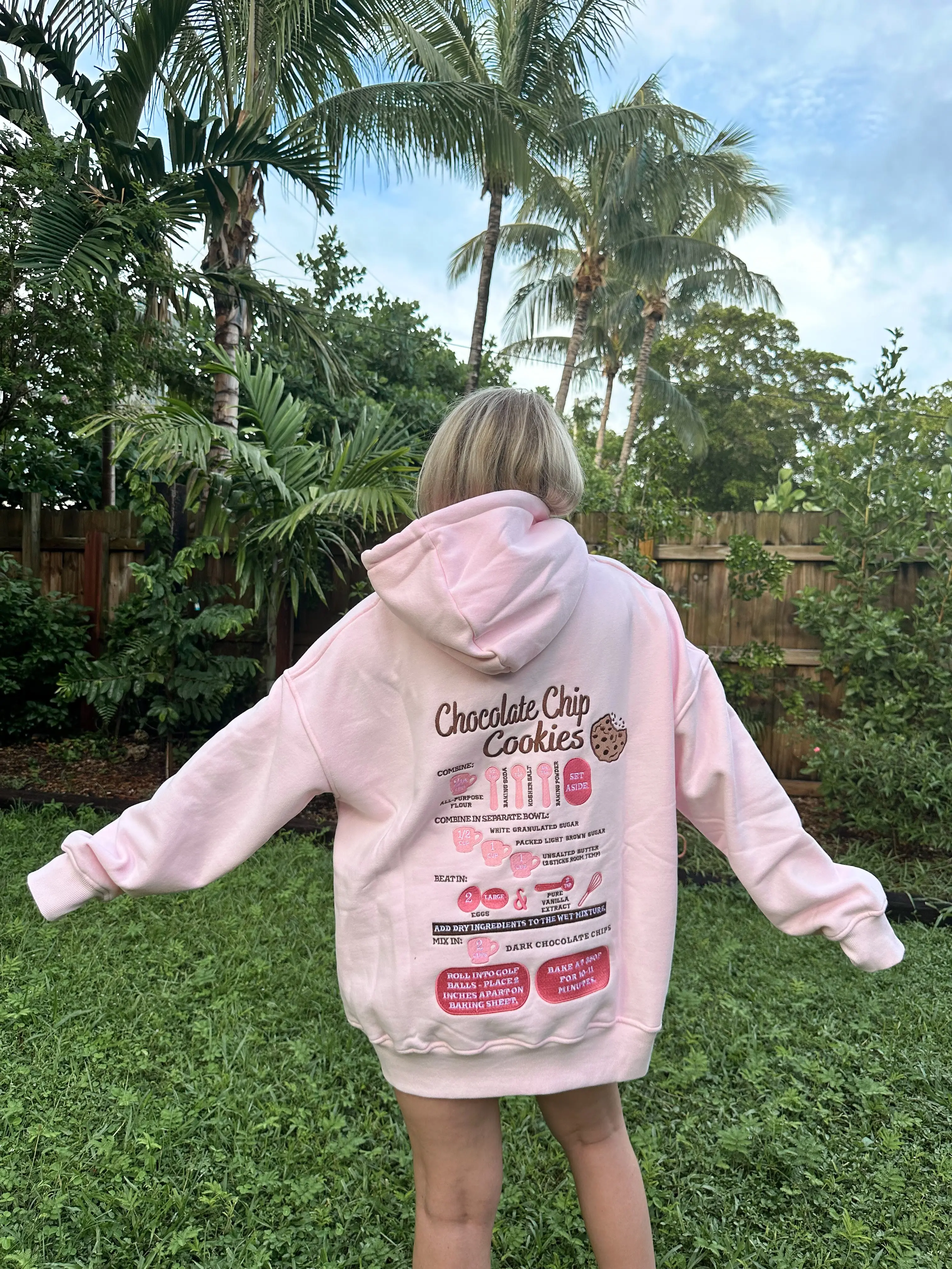 Light Pink Chocolate Chip Cookie Recipe Embroider Hoodie - Image 6