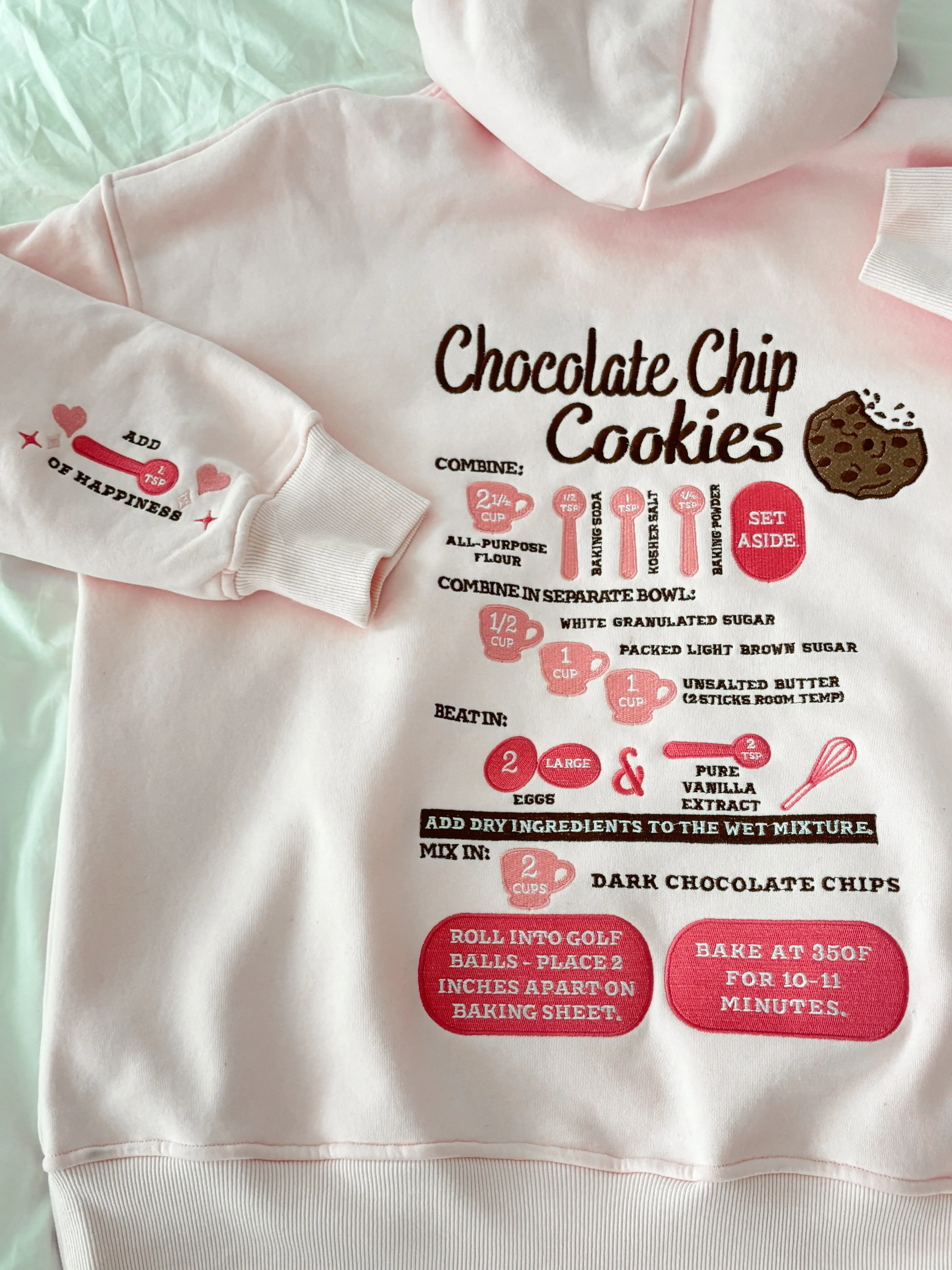 Light Pink Chocolate Chip Cookie Recipe Embroider Hoodie - Image 8