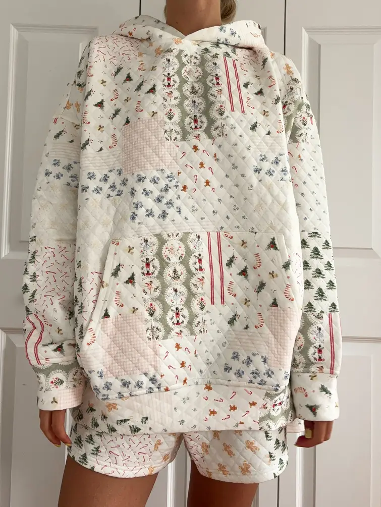 Christmas Holiday Quilted Hoodie - Image 3